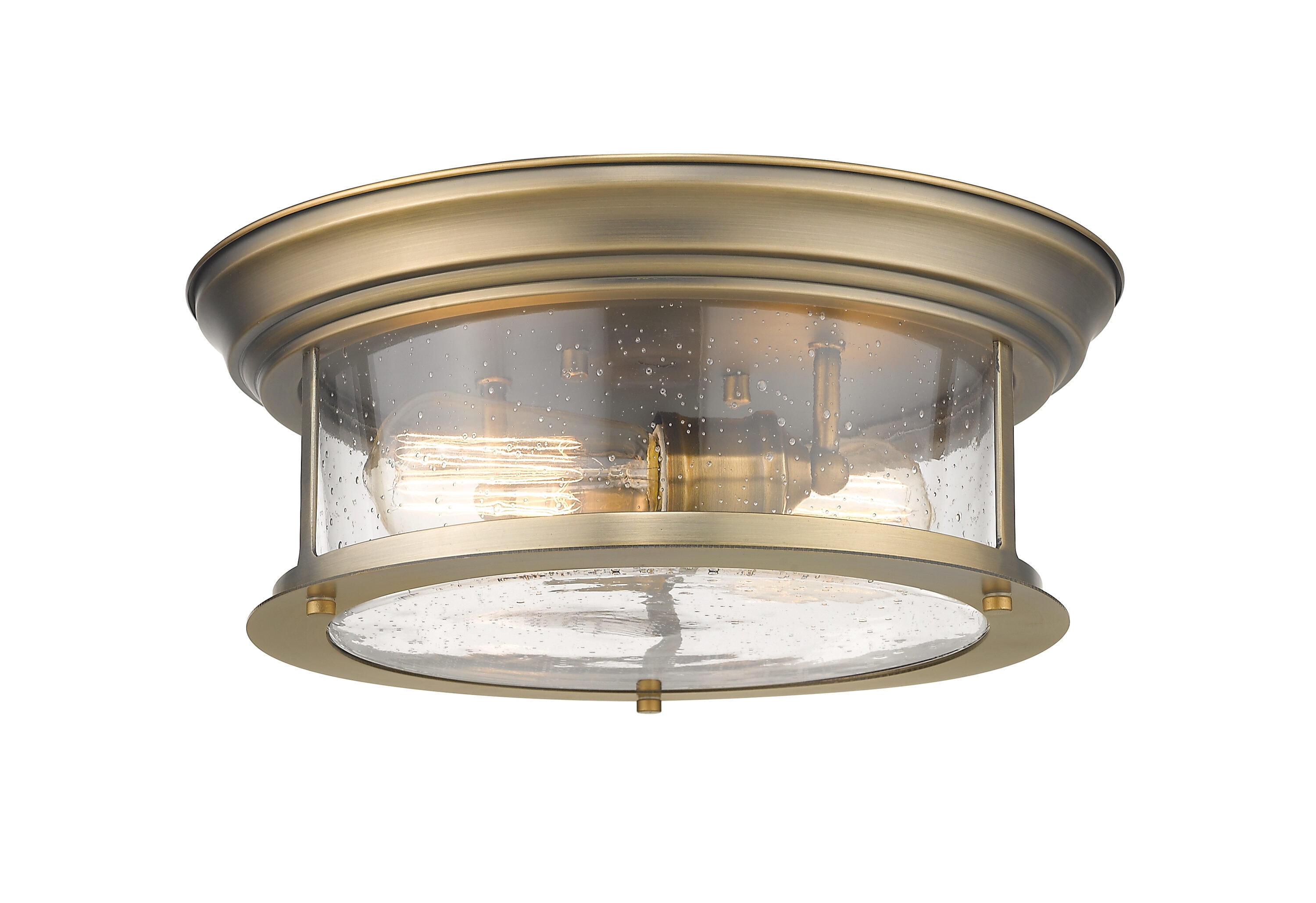 Heritage Brass 13.5" Flush Mount Light with Seeded Glass Shade