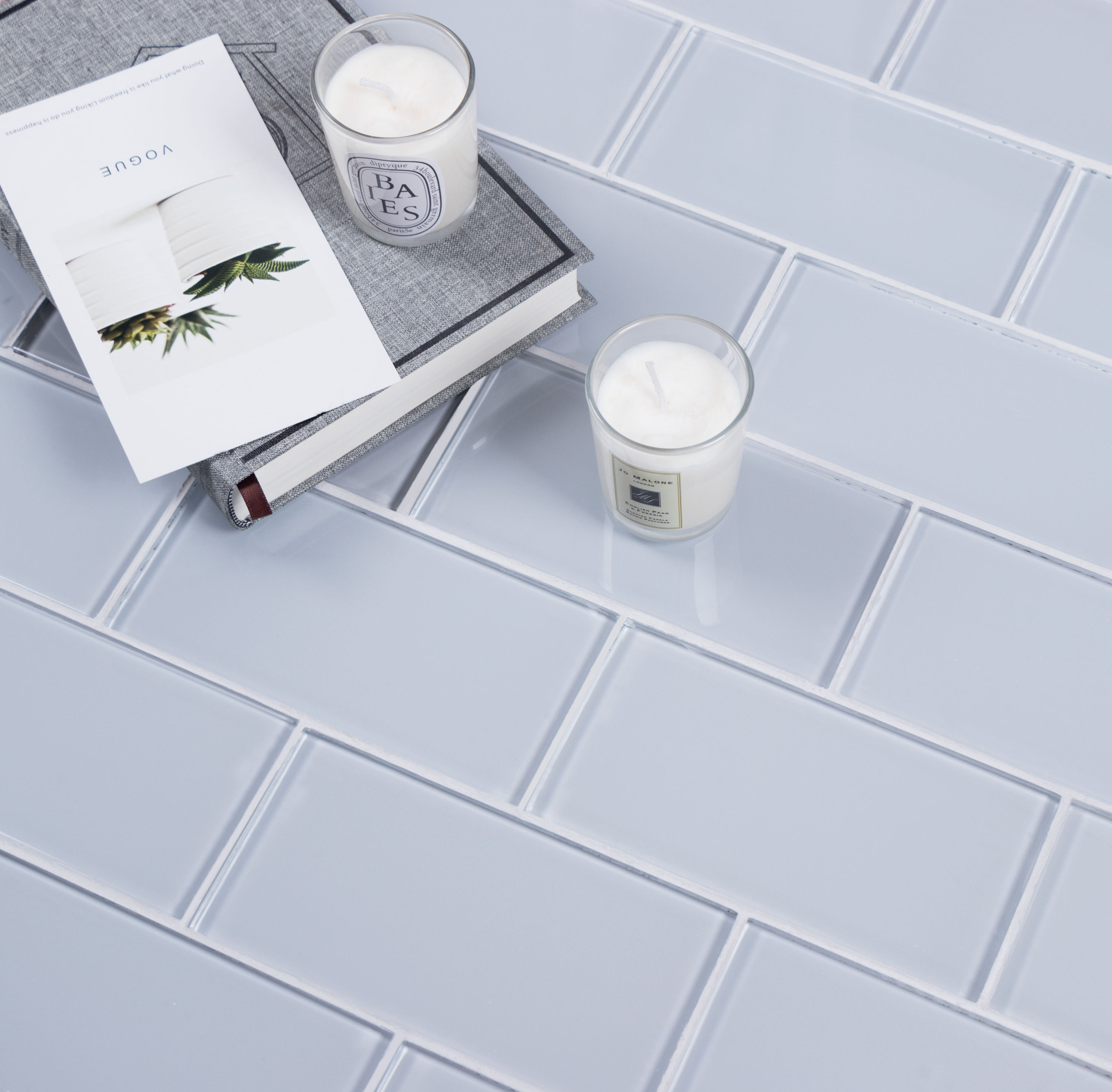 Moonlight Gray 3" x 6" Polished Glass Subway Tile