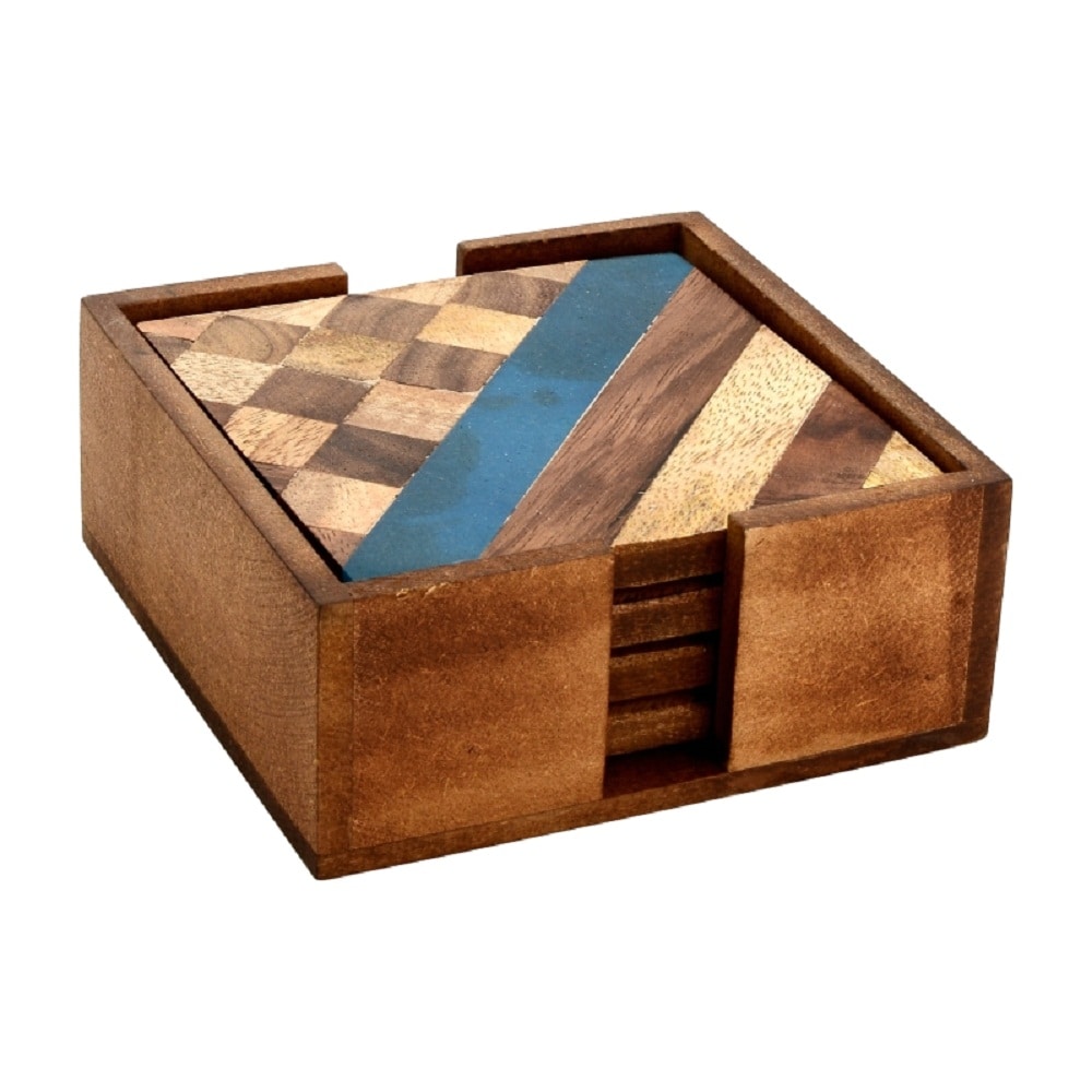 Mascot Hardware CTR009 4-Pack Wooden Wood Square Coaster(s)