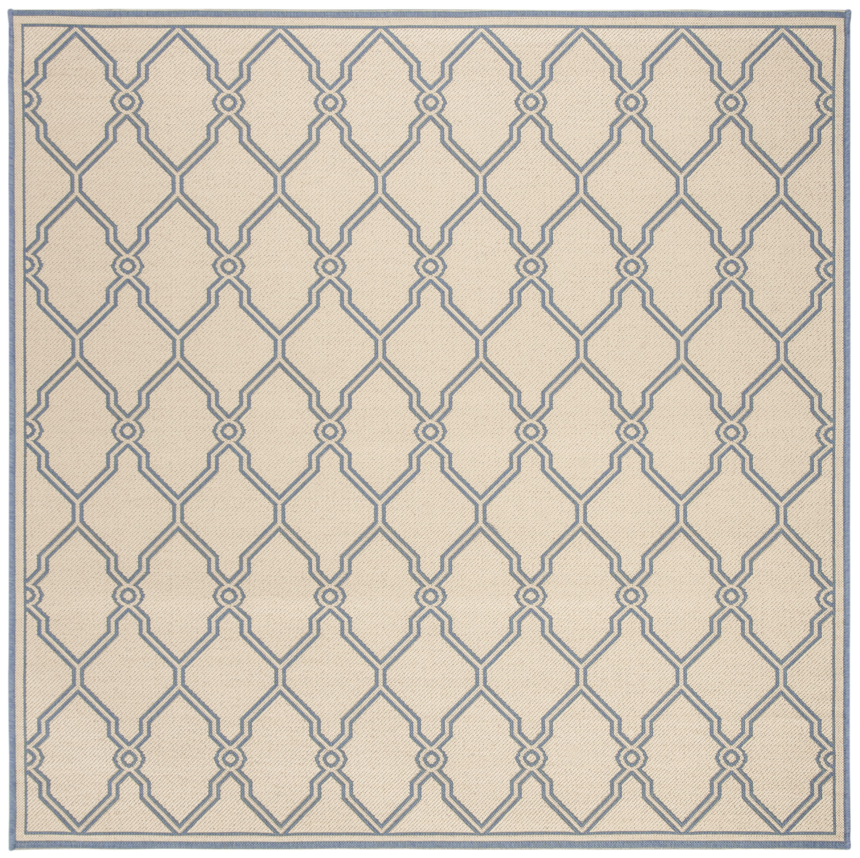 Safavieh LND124N-6SQ Linden Marieka 7 x 7 (ft) Loomed Polypropylene Cream/Blue Square Indoor Trellis Bohemian/Eclectic Area rug