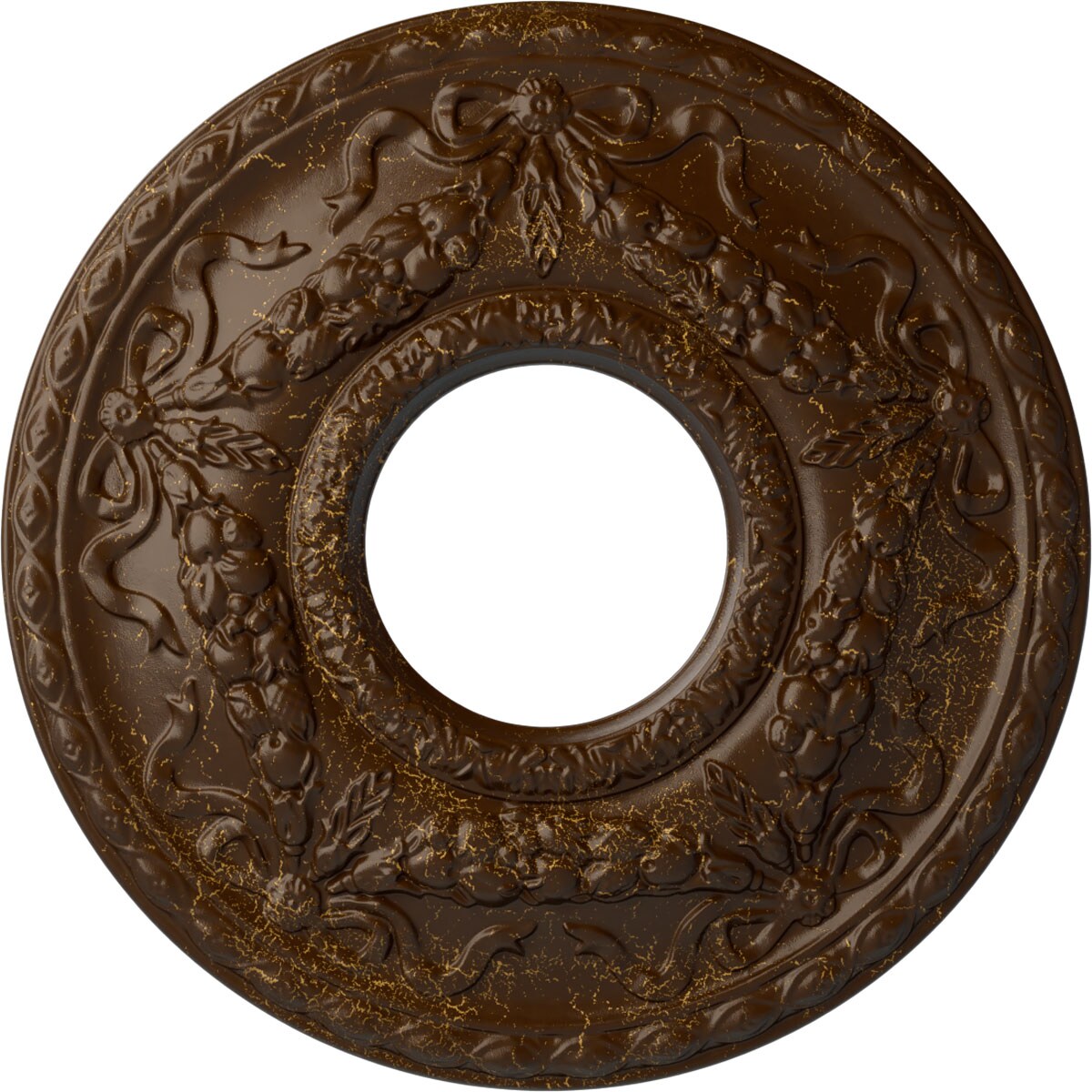 Ekena Millwork CM26HURBC Hurley 22.125-in W x 22.125-in L Painted Root Beer Crackle Polyurethane Whole Ceiling Medallion