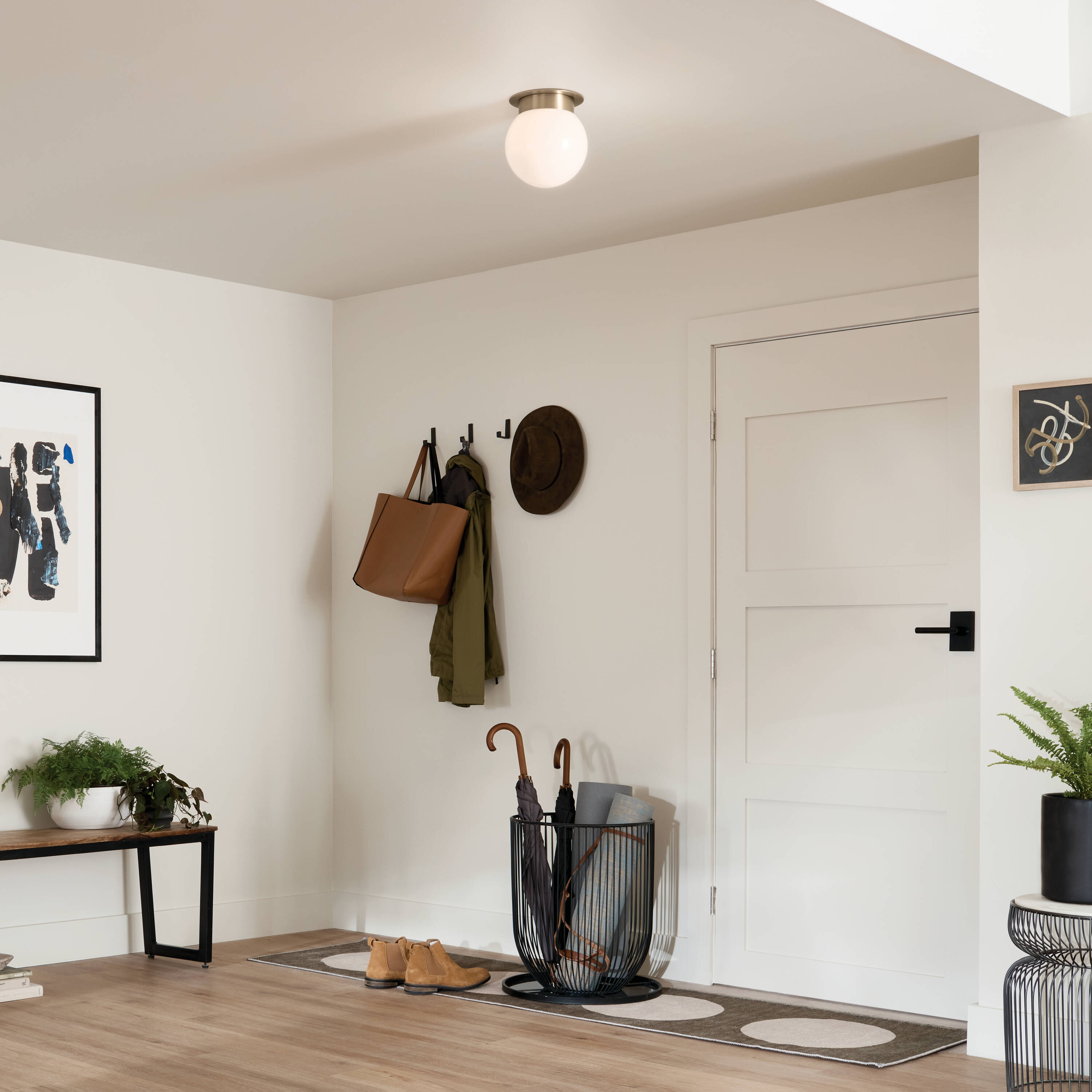 Champagne Bronze Globe LED Flush Mount with Opal Glass