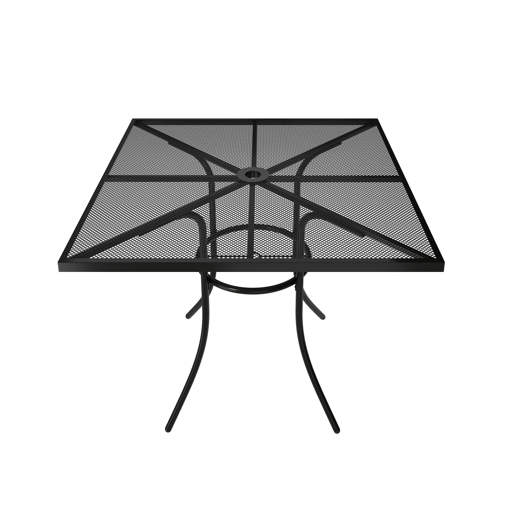 Boyel Living BL-SL36FT02-BL Square Metal Outdoor Patio Dining Table with 1.9 in. Umbrella Hole