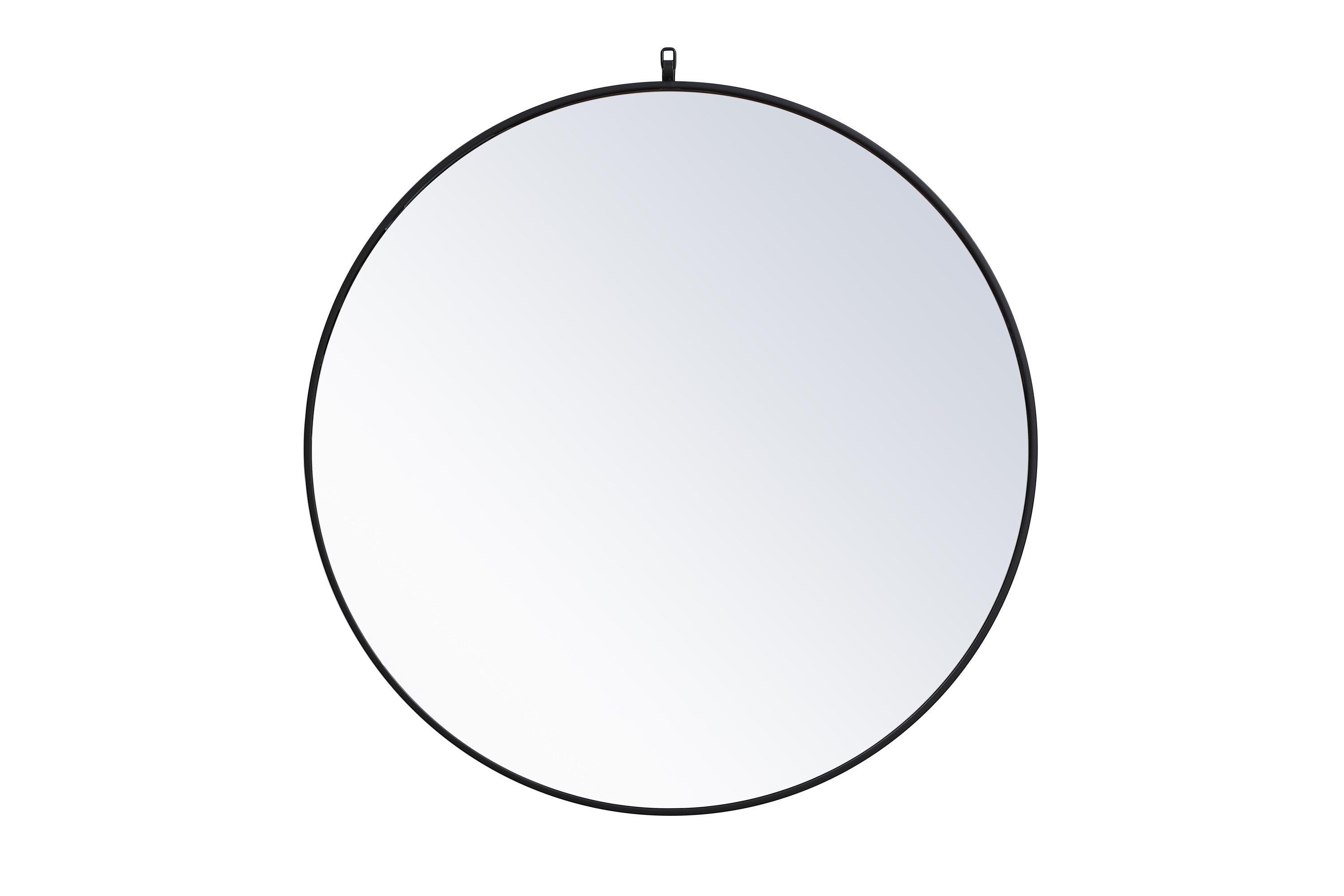 Simply Living Home Roryn Metal Frame Round Mirror with Decorative Hook 39 inch in Black