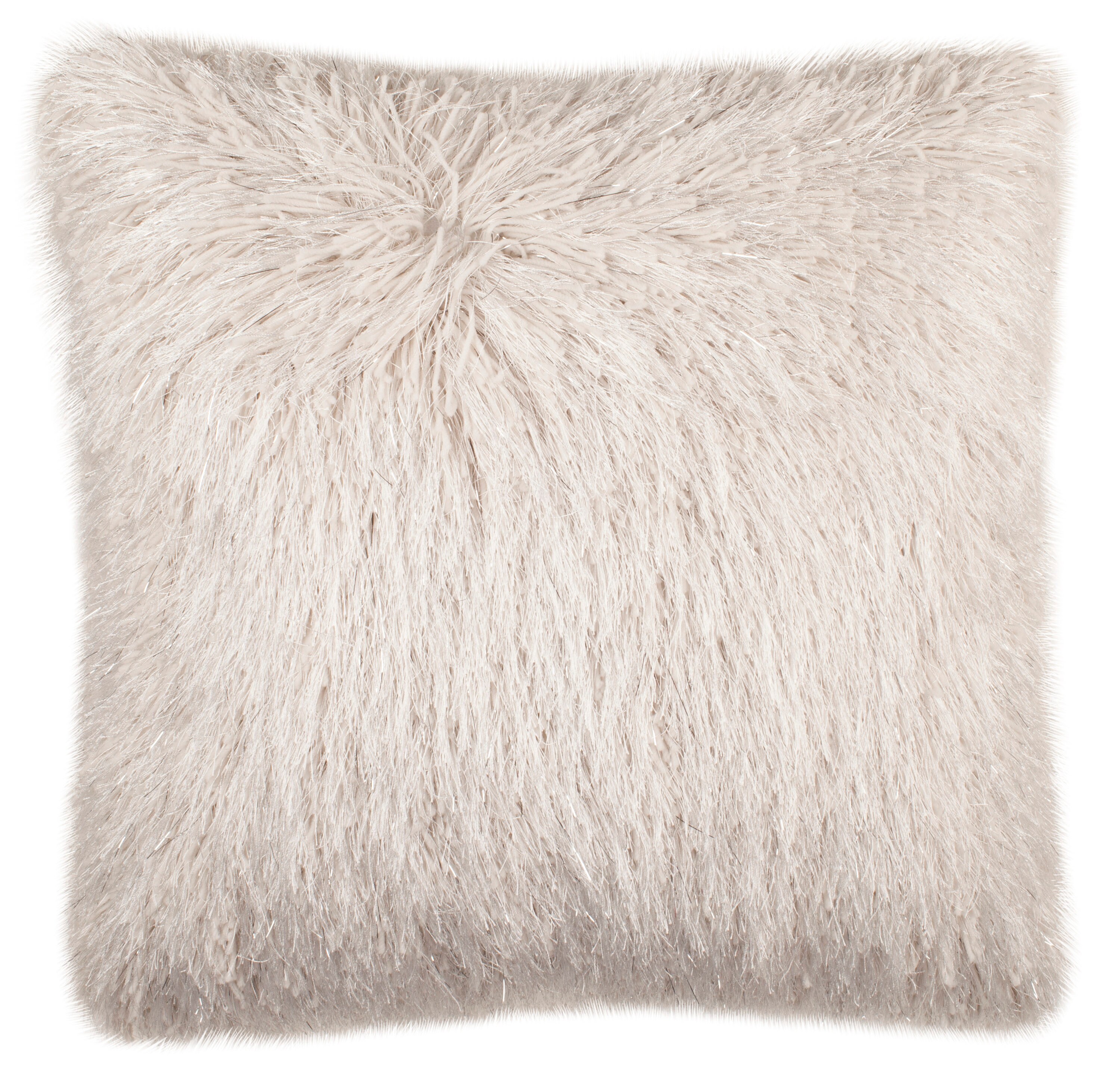 Safavieh PLS732B-2020 Shag Modish Metallic 20-in x 20-in Metallic Snow Indoor Decorative Pillow