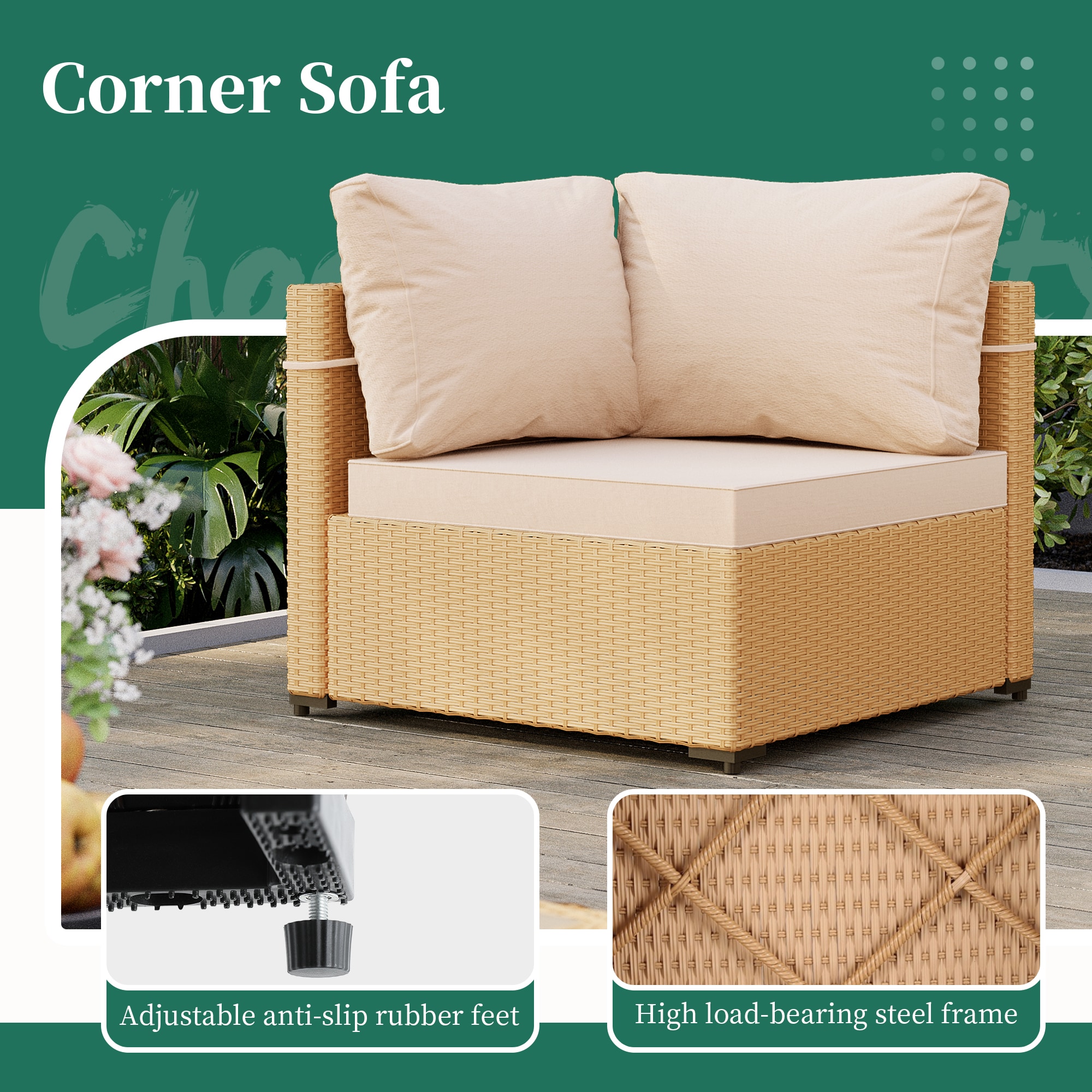 UPHA TBBE-ABC28SYMB-BEIGE Patio-Conversation-Sets - View #7