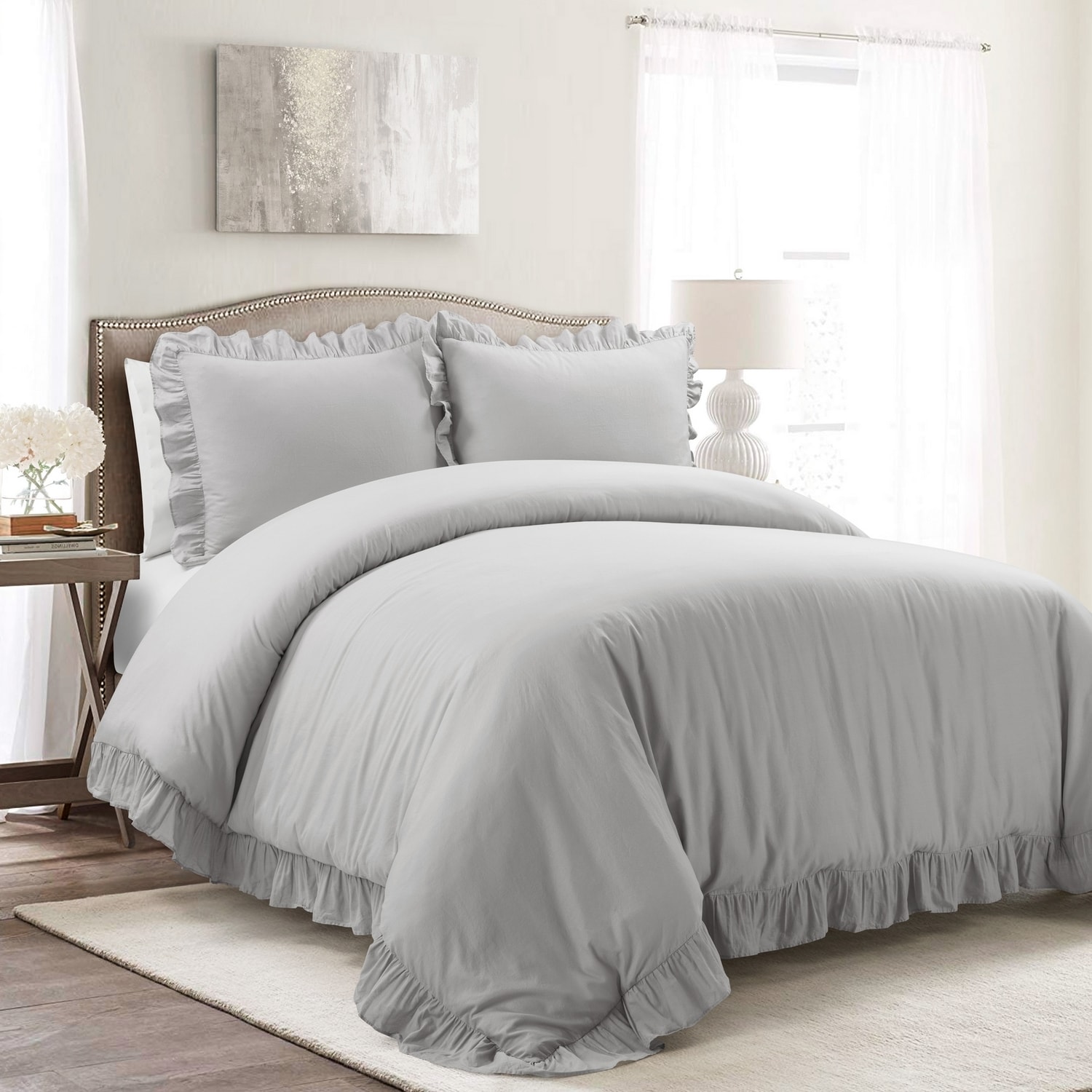 Lush Decor 21T014308 Light Gray Solid King Duvet cover Cotton