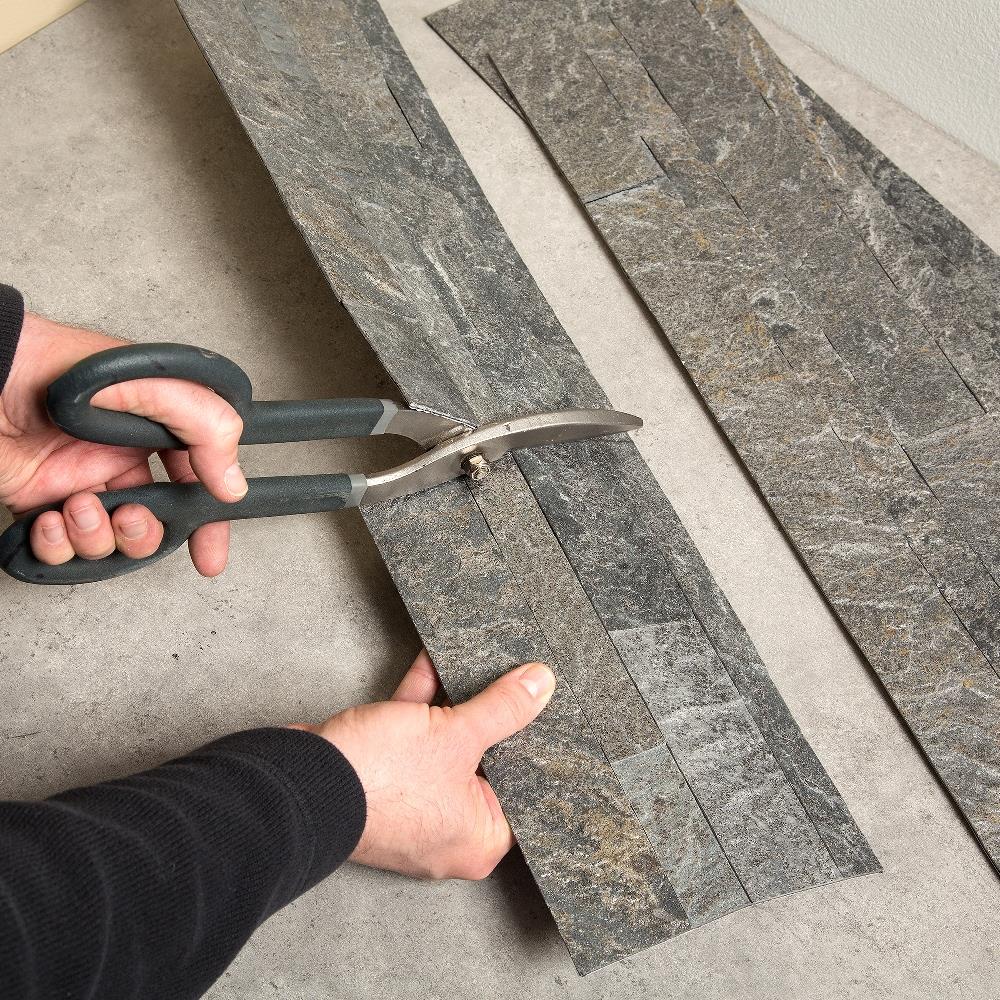Gray Stone Peel and Stick Backsplash Tile