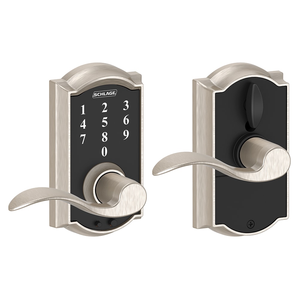 Schlage Touch Camelot Satin Nickel Electronic Handle Lighted Keypad  Touchscreen in the Electronic Door Locks department at