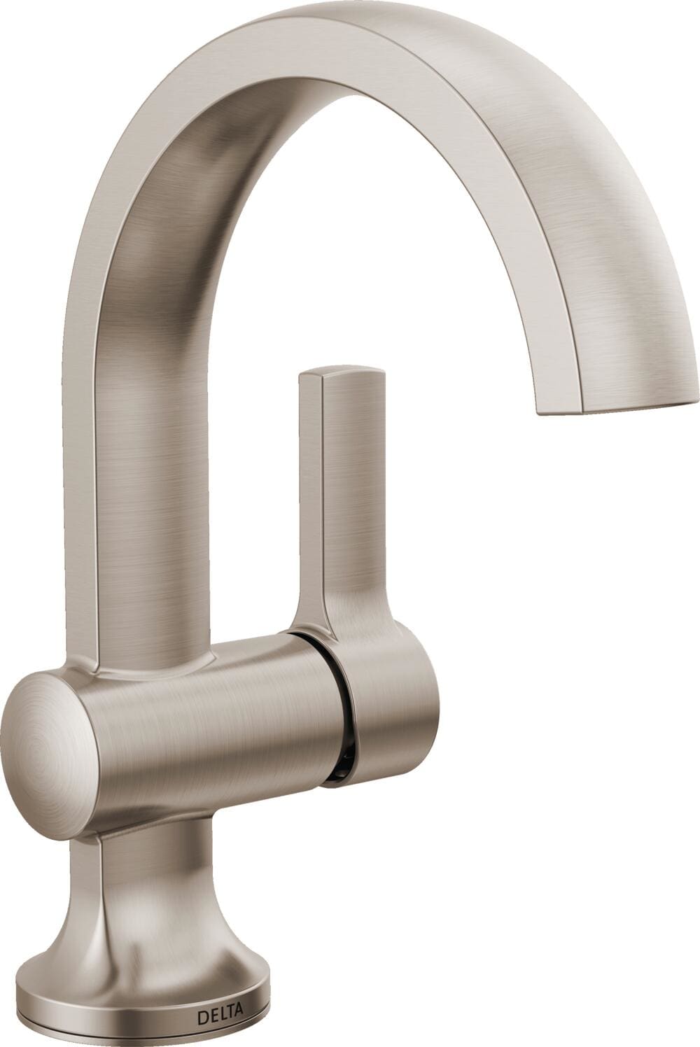 Delta 15855LF-SP Albion Spotshield Stainless Single hole 1-handle WaterSense High-arc Residential Handle Bathroom Sink Faucet with Drain with Deck Plate