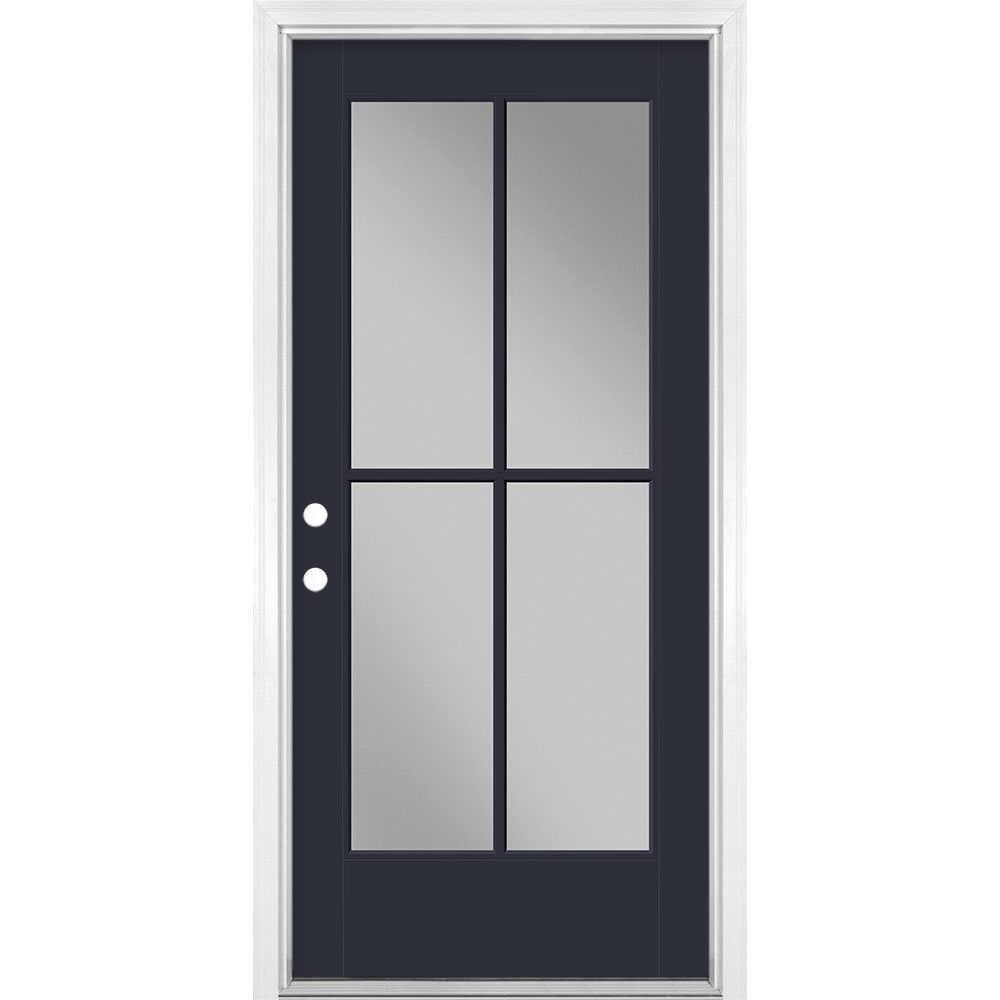 Masonite 1524158 36-in x 80-in x 4-9/16-in Fiberglass Full lite Right-hand inswing Eclipse Painted Prehung Front Door with Brickmould Insulating core