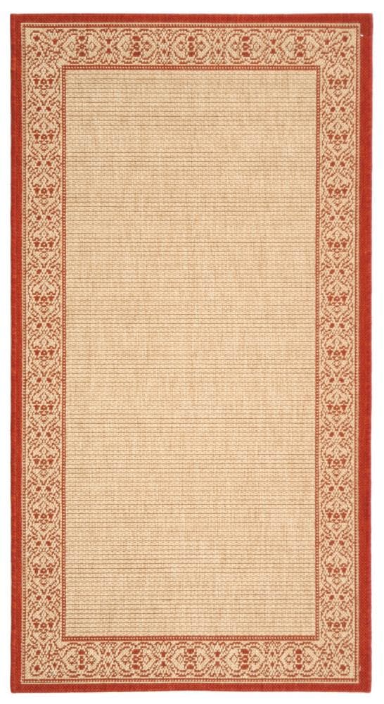 Safavieh CY2099-3701-3 Courtyard Gates 3 x 5 (ft) Loomed Polypropylene Natural/Red Rectangular Indoor/Outdoor Border Coastal Throw rug