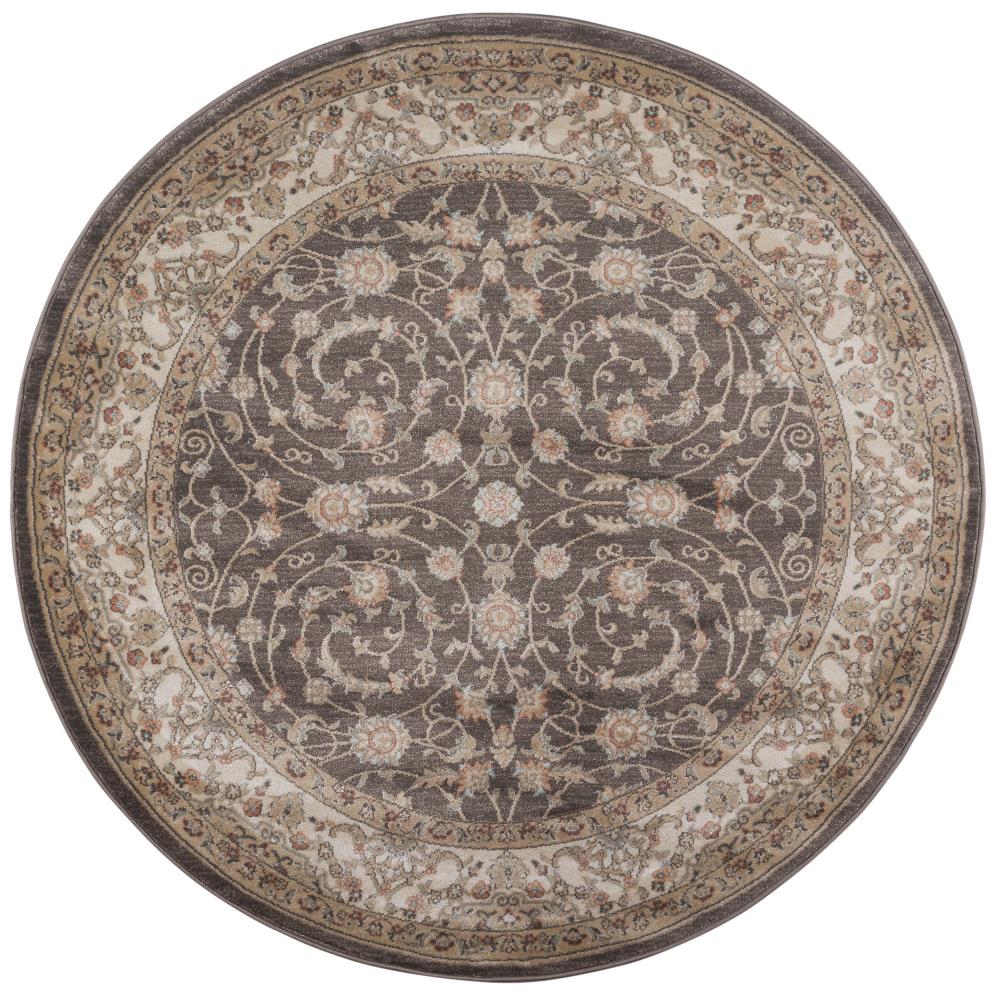 Radici USA 3810/0014/BROWN Garda 5 x 5 (ft) Polypropylene Brown Round Indoor Floral/Botanical Oriental Area rug