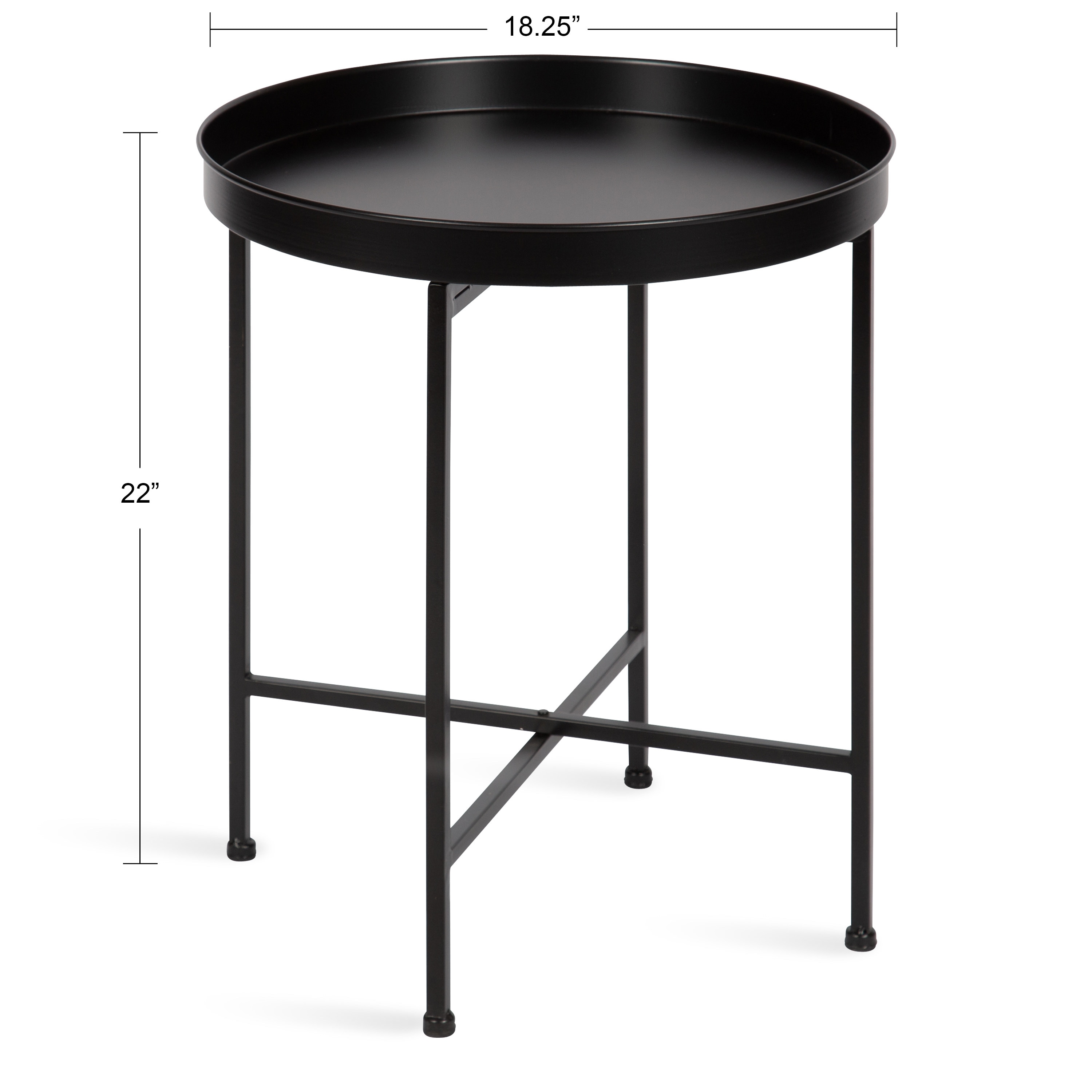 Kate and Laurel Celia 18.38 in W x 22 in H Black Metal Round Modern End Table Fully Assembled 219940 at Lowes