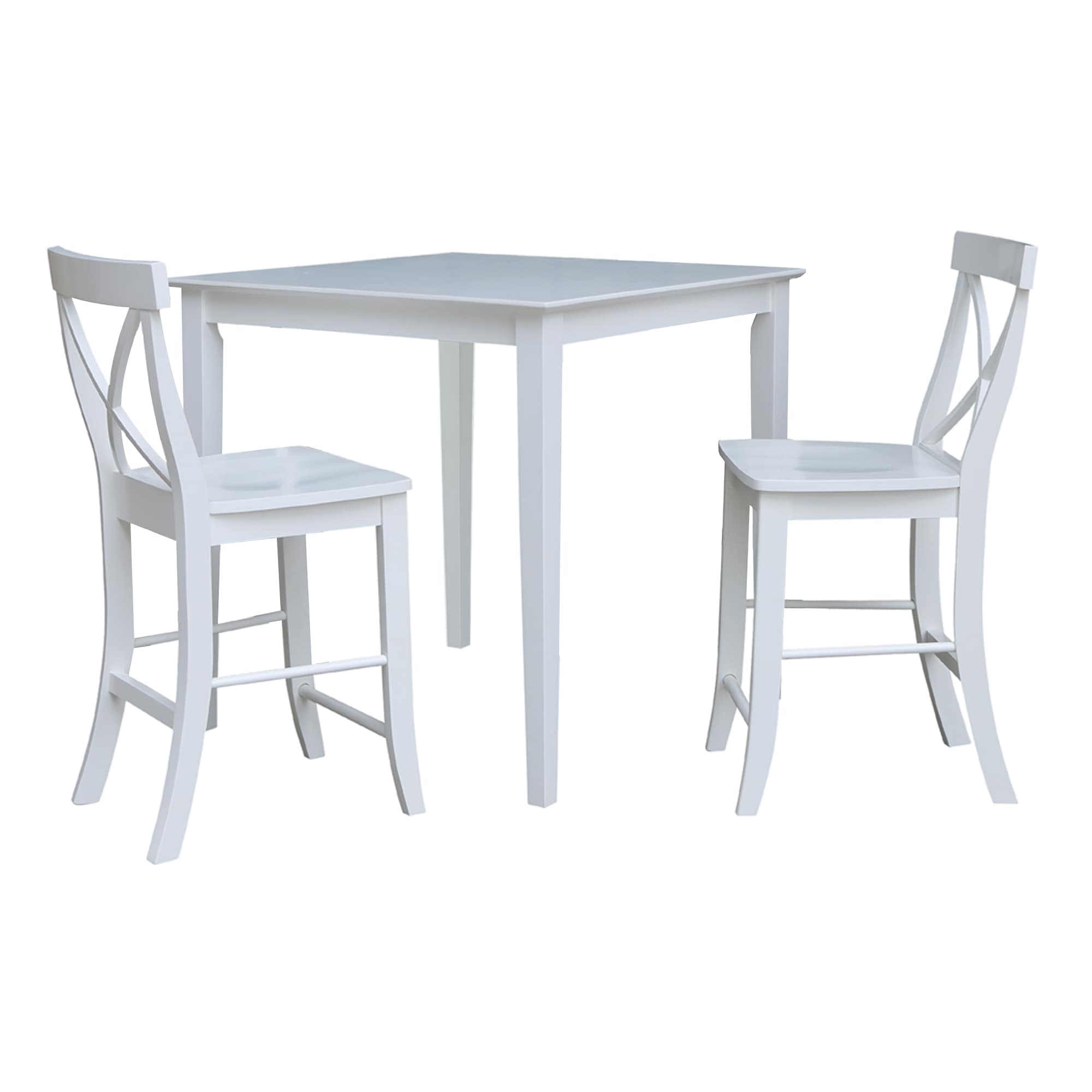 International Concepts K08-3636-S6132-2 White Casual Dining Room Set with Square Table ( Seats 2 )