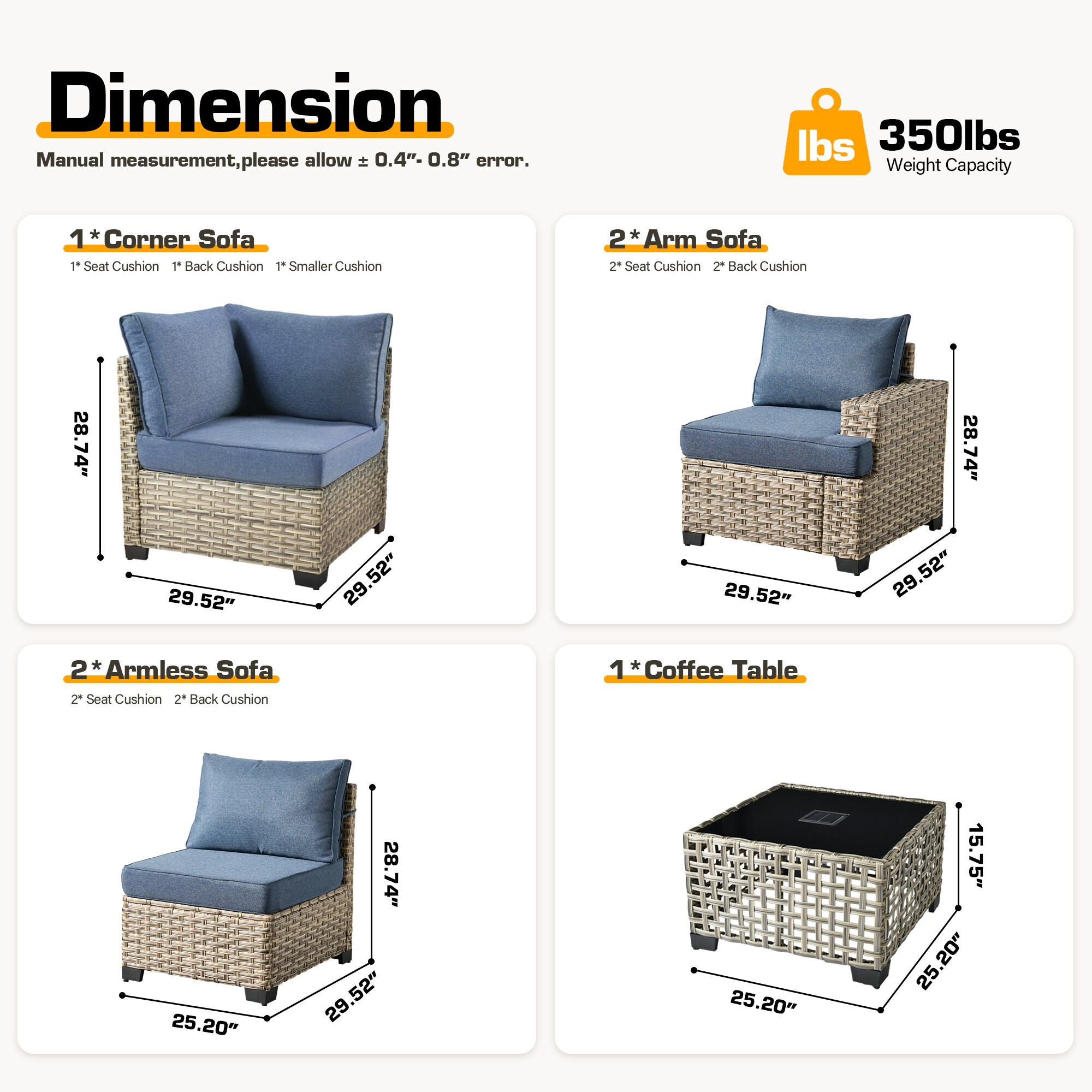 Pouuin STBS500-6 Patio-Sofas-Daybeds - View #2