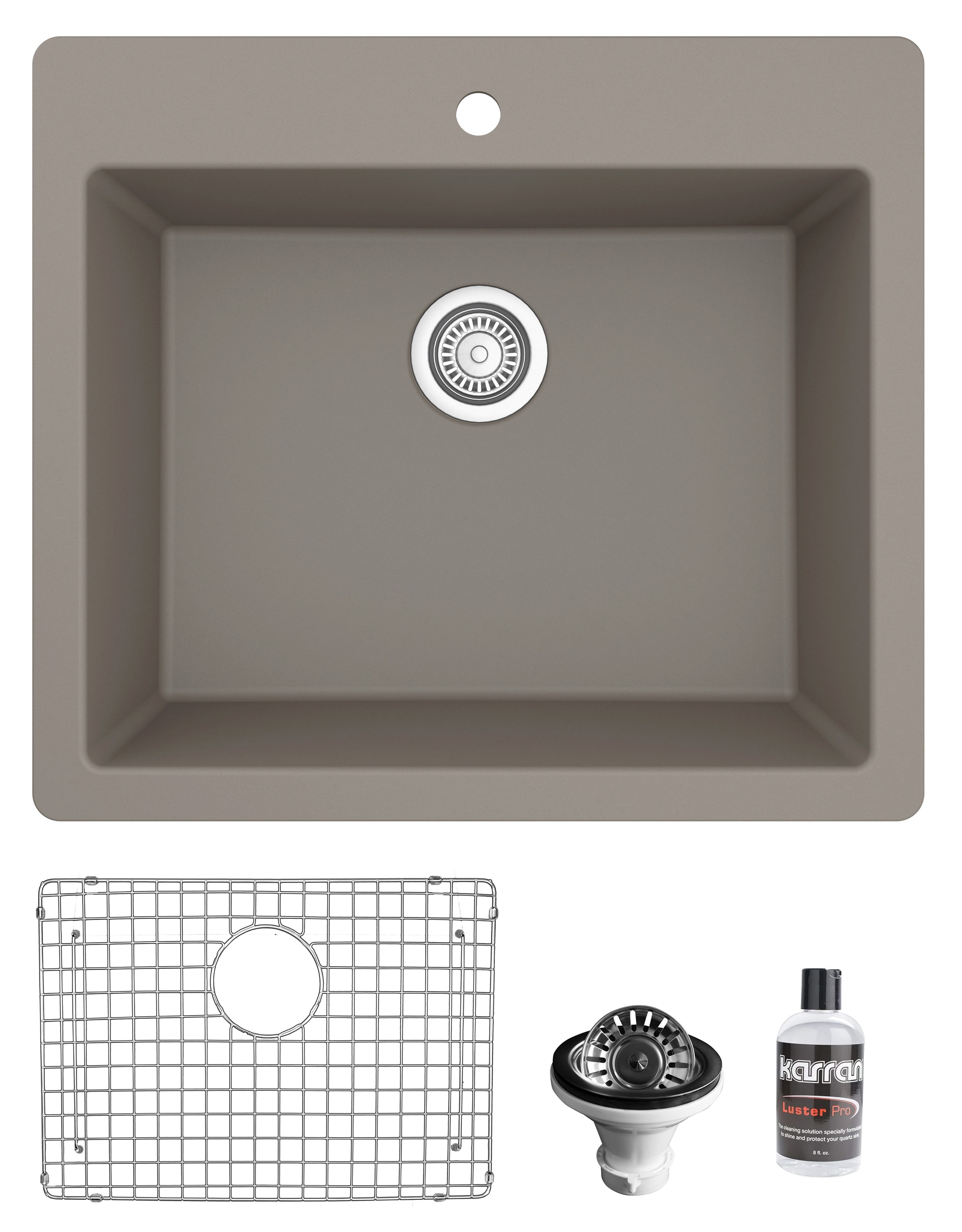 Karran QT-820-CN-PK1 Drop-in or undermount 25-in x 22-in Quartz Single bowl Kitchen Sink