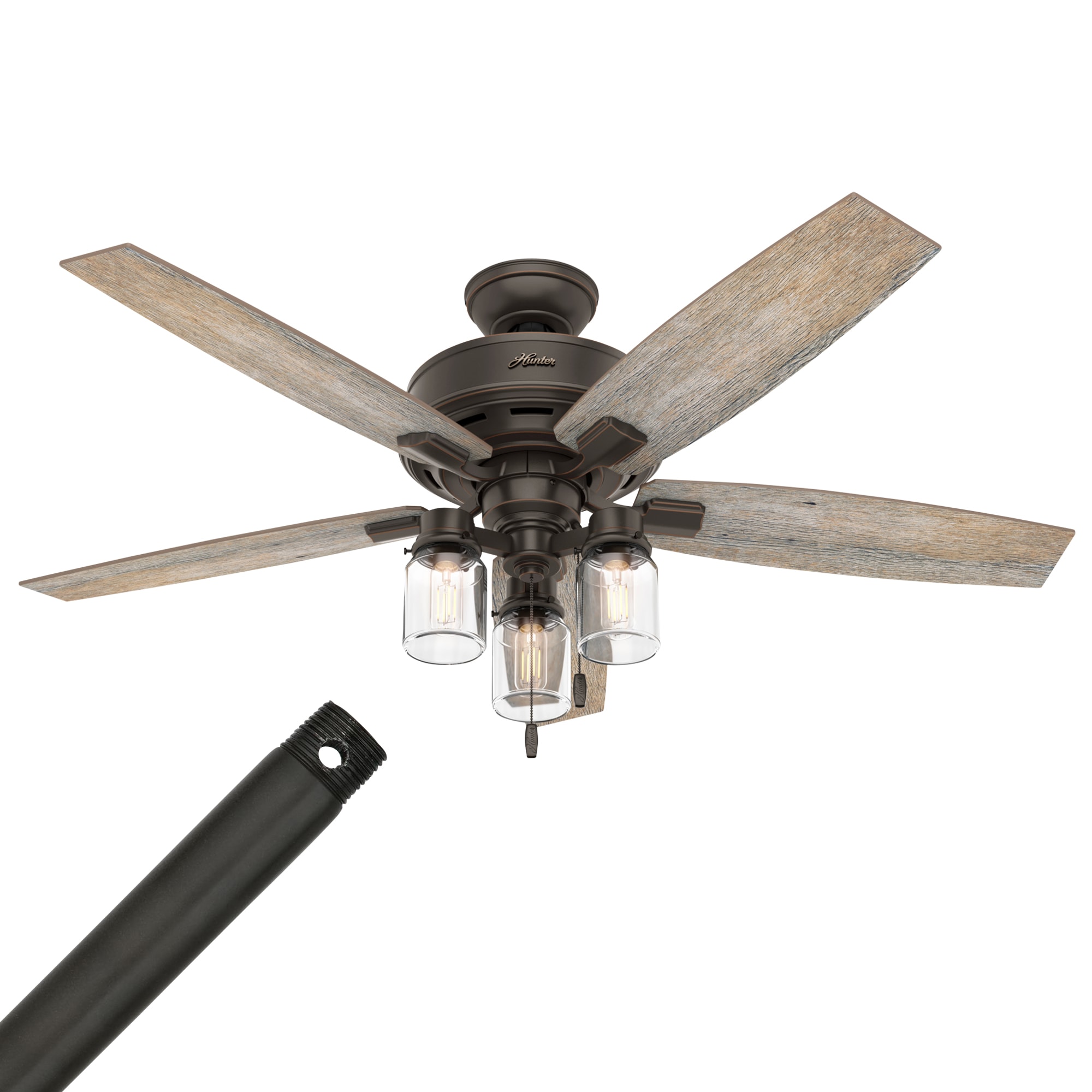 Hunter Hunter Lincoln 52-in Onyx Bengal Bronze LED Indoor Ceiling Fan with Light and 72-in Downrod (5-Blade)