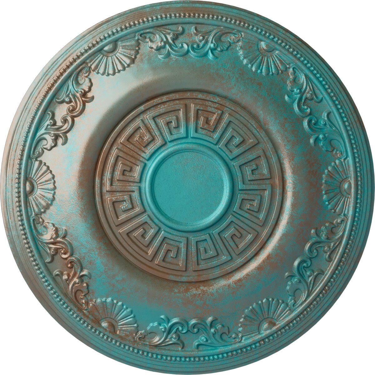 Ekena Millwork CM25NECGS Nestor 25.875-in W x 25.875-in L Painted Copper Green Patina Polyurethane Whole Ceiling Medallion