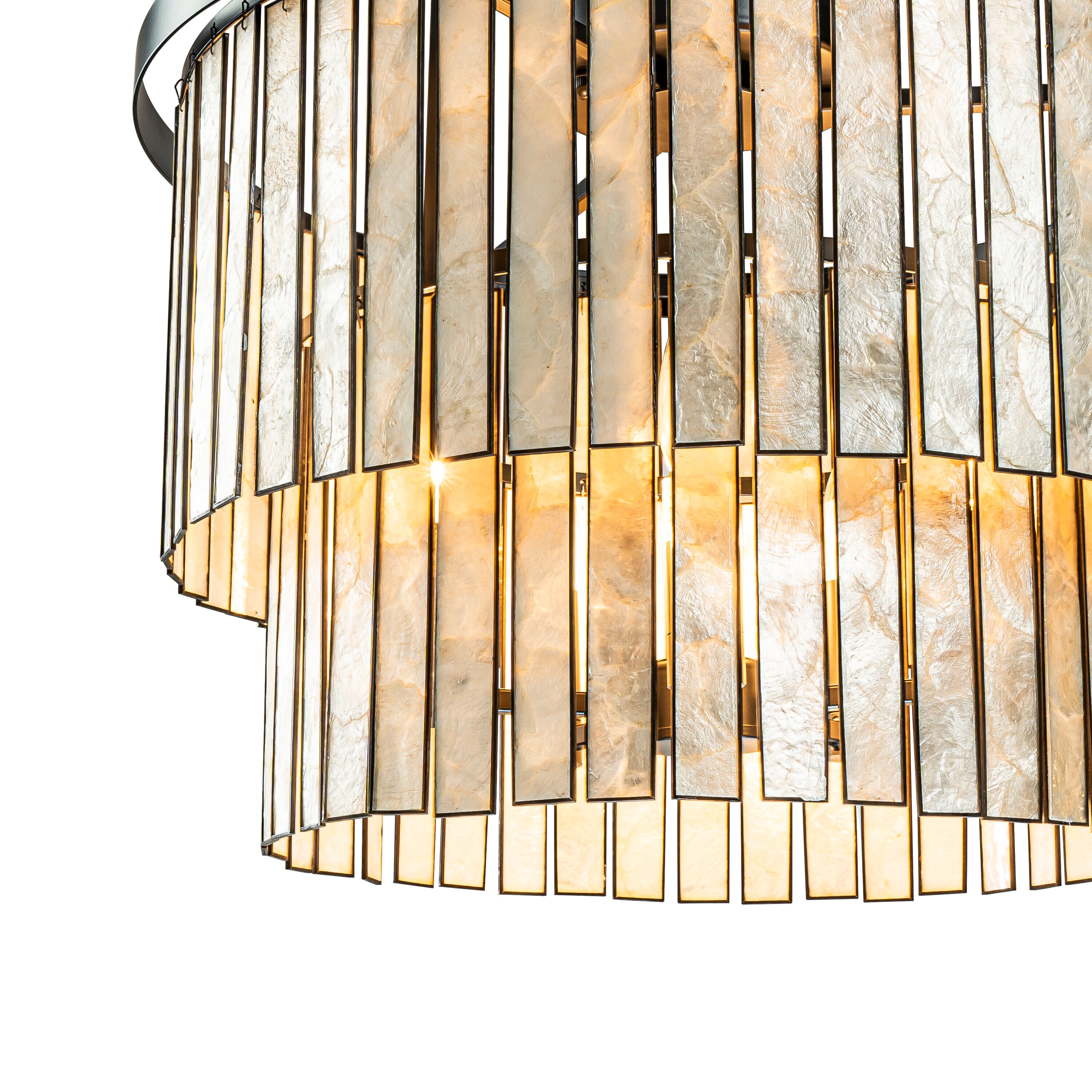 88'' Matte Black Capiz Shell 5-Light Coastal Chandelier
