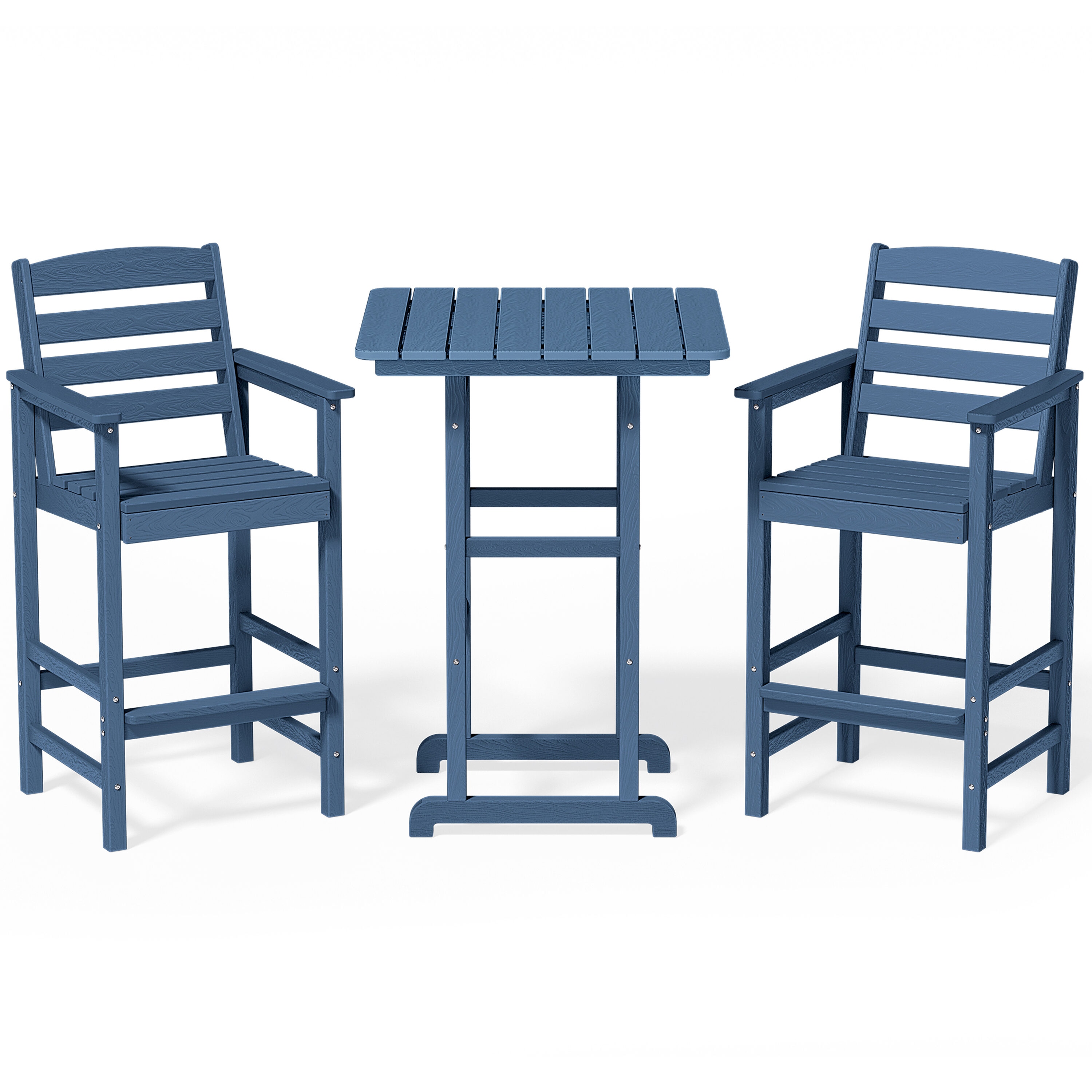JEAREY JYGBY-3JT-NAVY 3-Piece Adirondack Minimalist High Bar Stool Set, 3 -Piece Patio Conversation Set