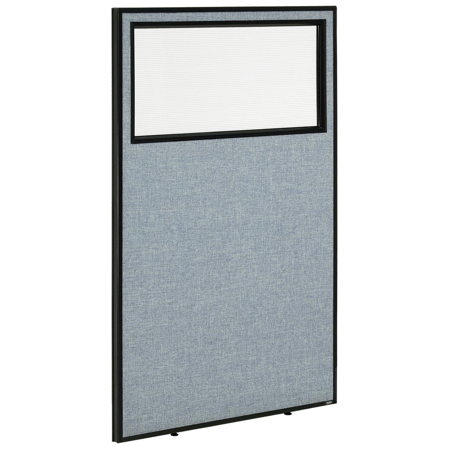 Global Industrial 694659WBL 36-14-inW x 60-inH Office Partition Panel with Partial Window Blue