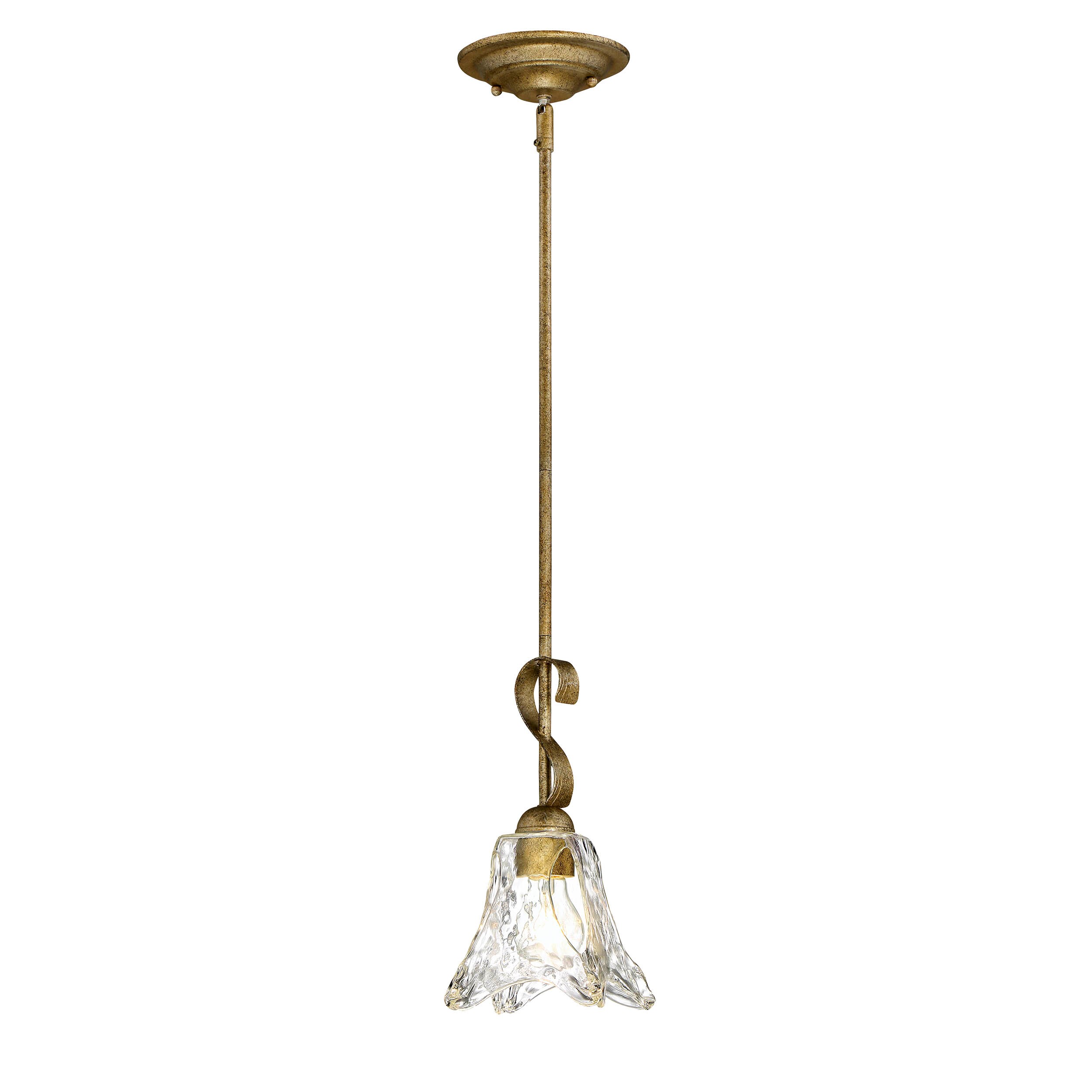 Millennium Lighting 7421-VG Chatsworth Vintage Gold Traditional Textured Glass Bell Mini Hanging Mini