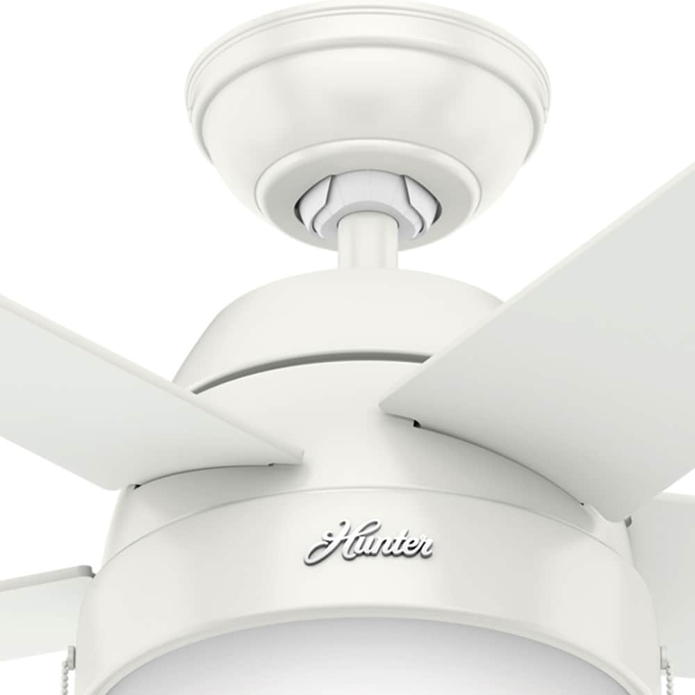 46" Fresh White and Natural Wood Ceiling Fan with LED Light