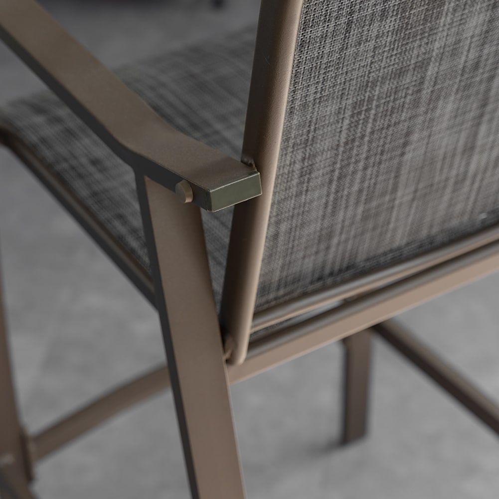 Set of 4 Black and Gray Outdoor Aluminum Bar Stools