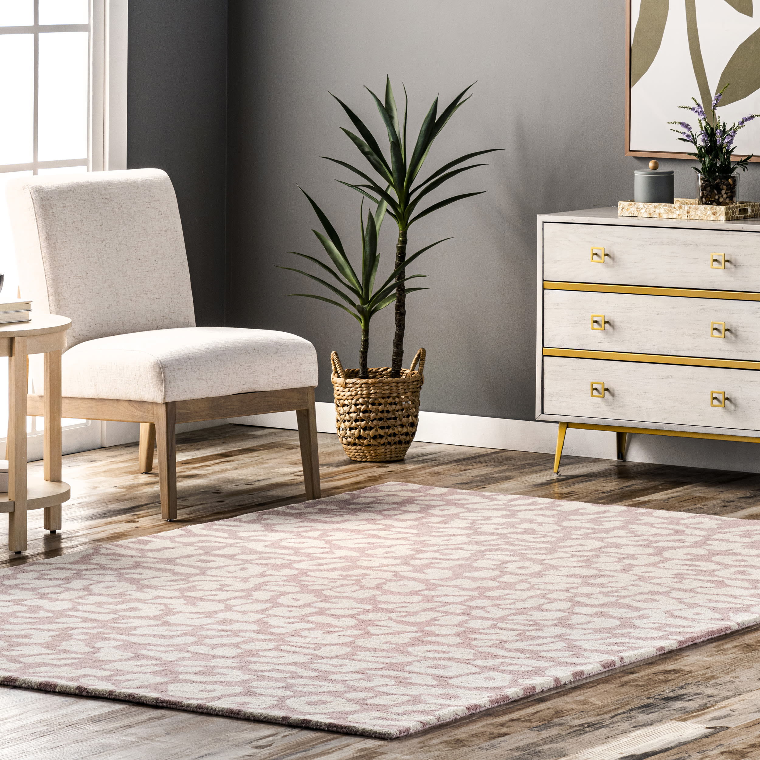 nuLOOM MTFR01C-609 Rorie 6 x 9 (ft) Tufted Wool Peach Rectangular Indoor Animal print Vacuum regularly Area rug
