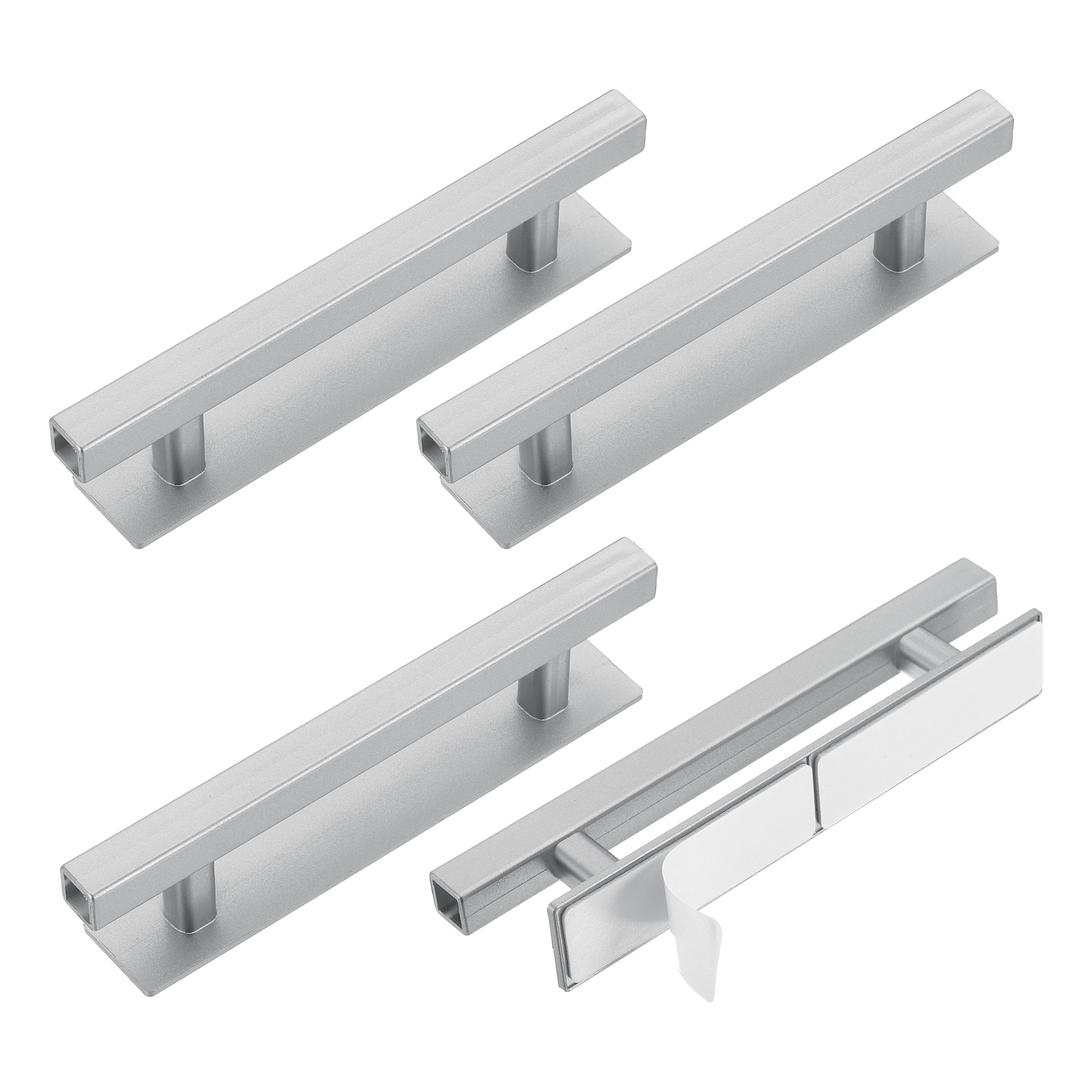 Unique Bargains - 4pcs Self-Stick Push Pull Helper 6 Inch Plastic Adhesive Cabinet Handles Rectan...