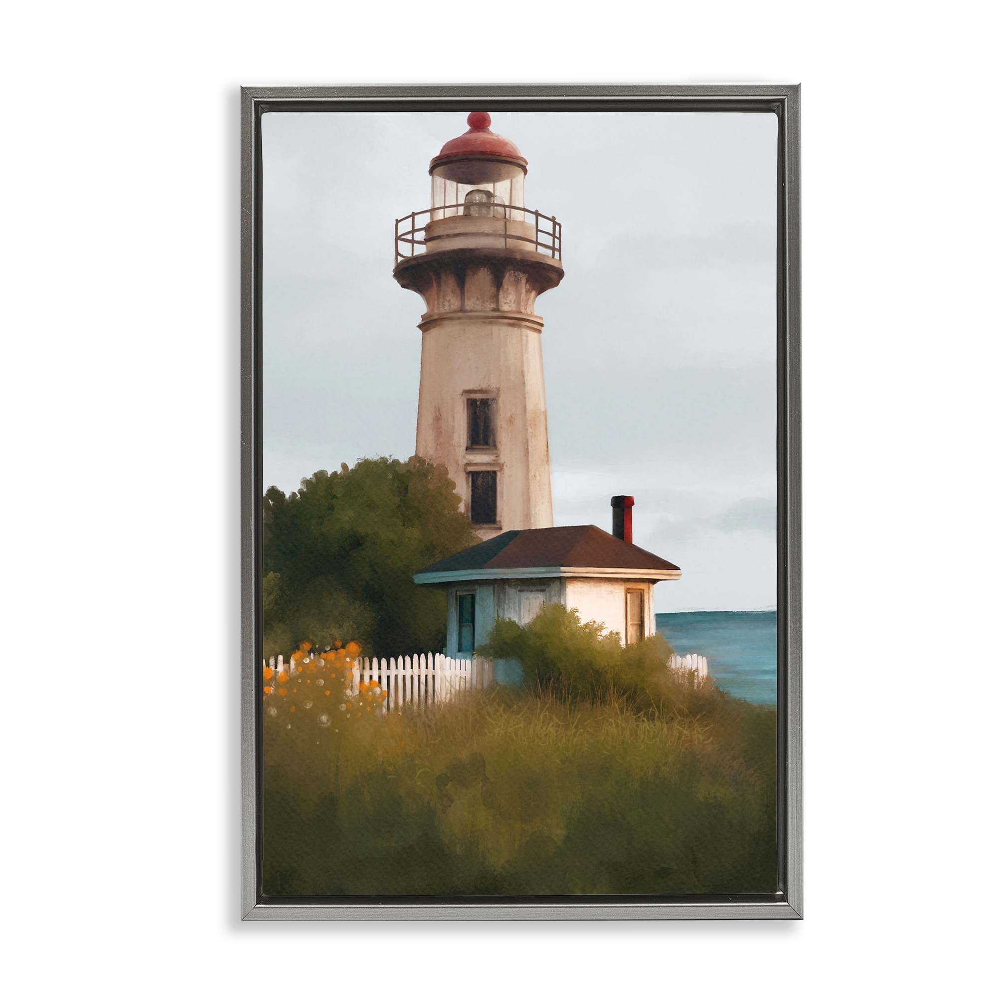 Stupell Industries BS-838-FFL-20X30 Scenic Summer Lighthouse View Floating Frame design by Elizabeth Medley