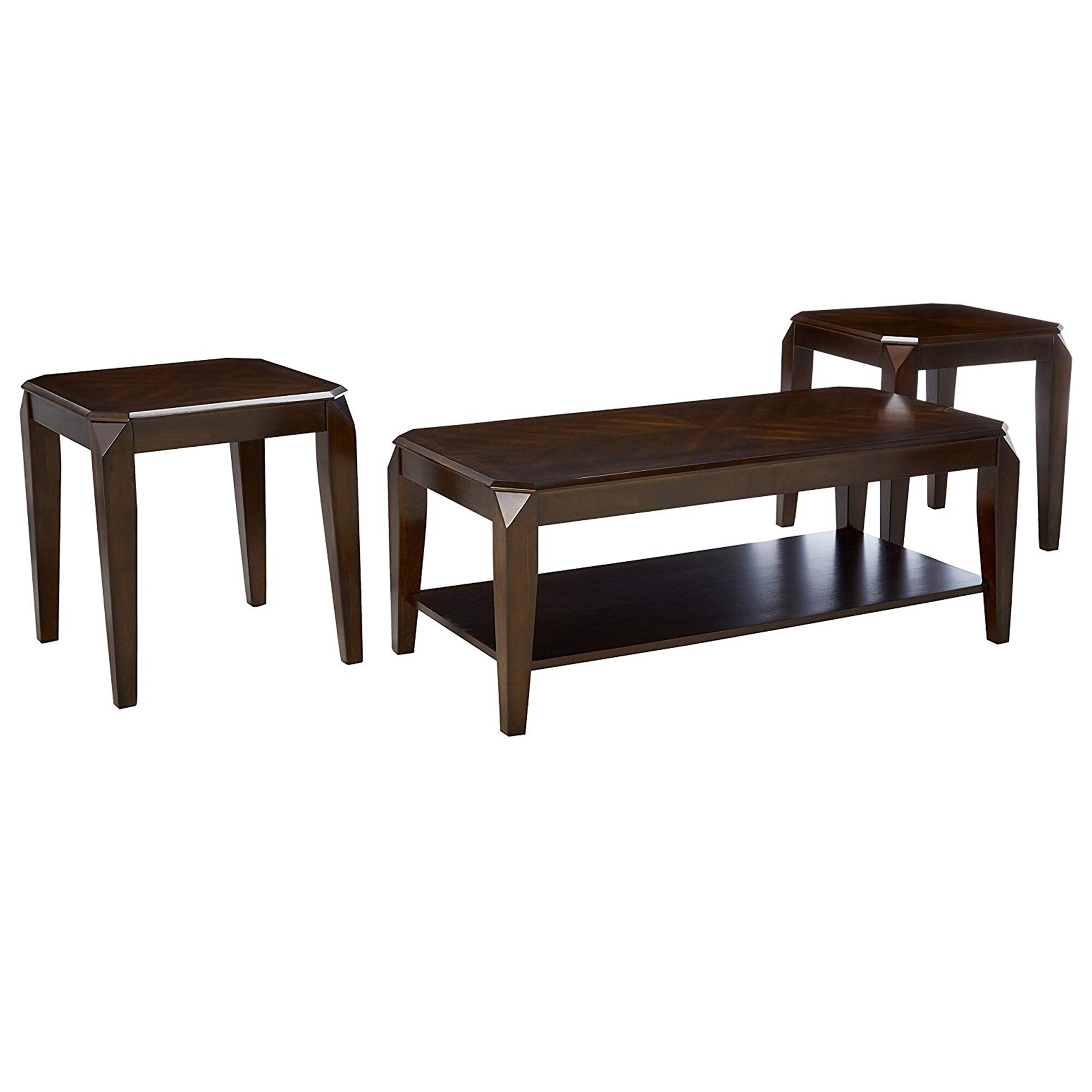Benzara BM154542 Modern Walnut Brown Accent Table Set