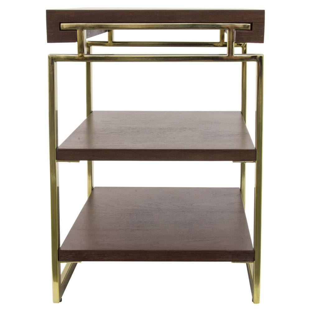 Yosemite Home Decor FN48711137 Hagia 18-in W x 26-in H Rich Nut Brown Wood Modern End Table Assembly Required