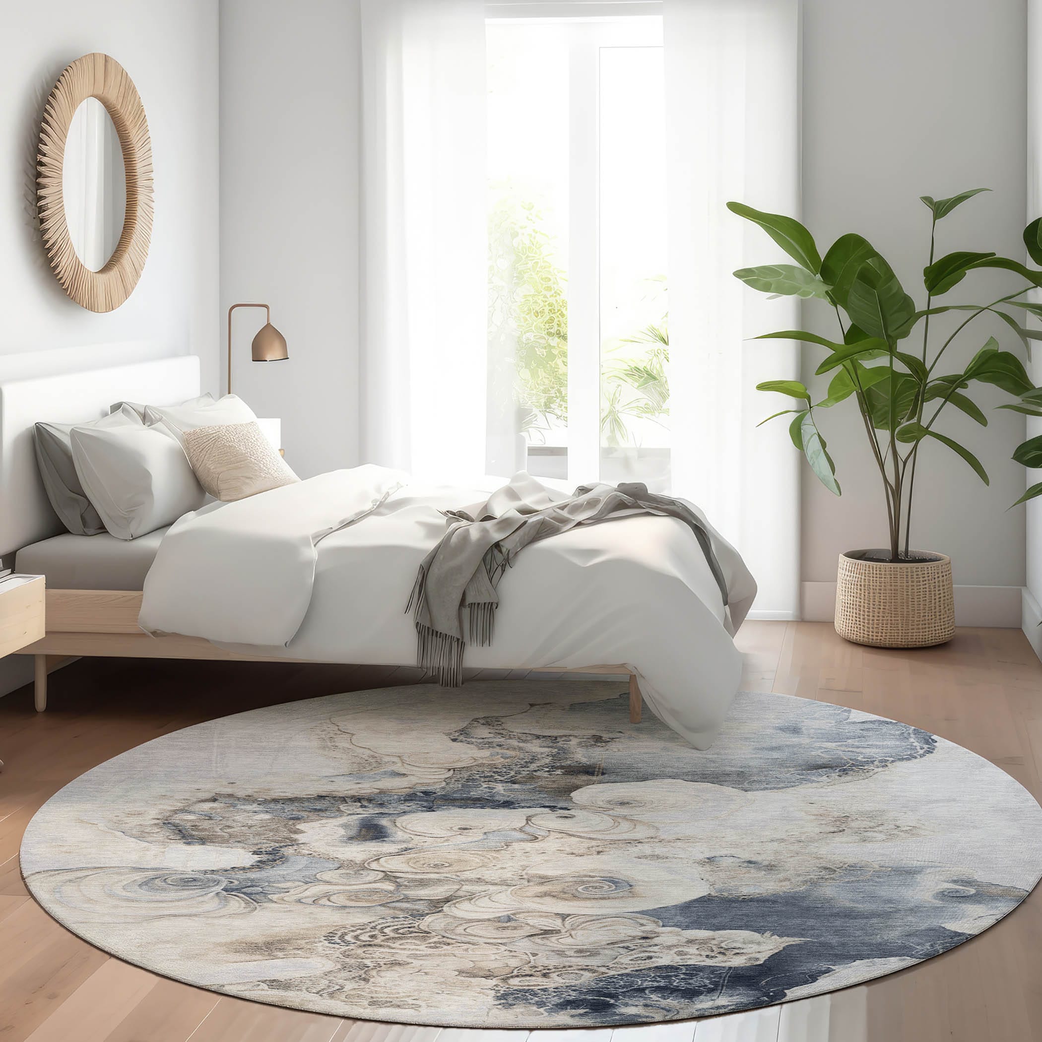 Addison Rugs ACN1860GY8RO Chantille ACN1860GY 8 x 8 (ft) Loomed Polyester Gray Round Indoor/Outdoor Geometric Machine washable Area rug