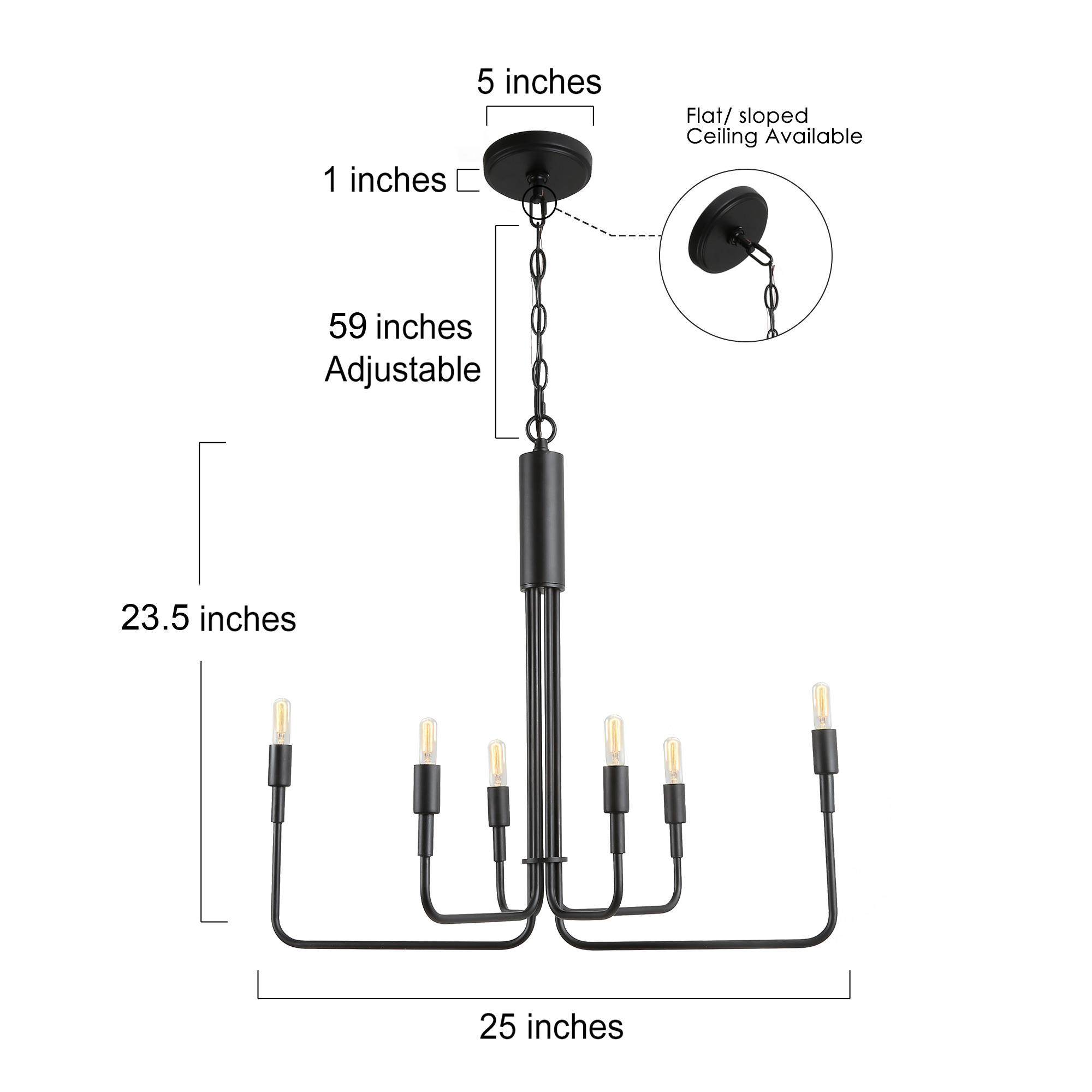 LNC Pict 6-Light Flat Black Transitional Chandelier