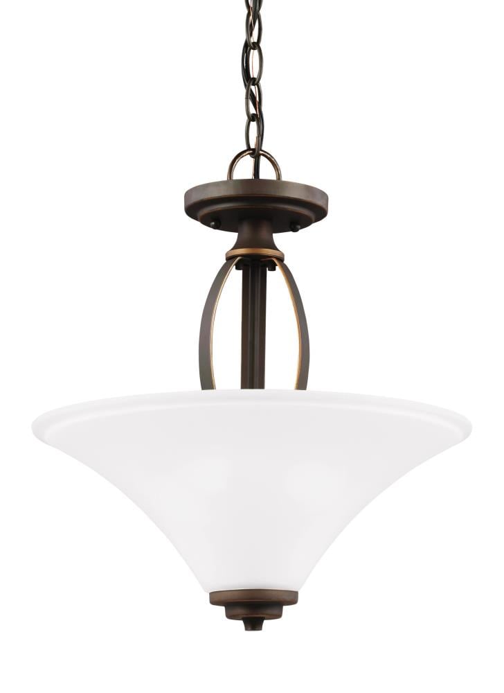 Generation Lighting 7713202-715 Metcalf 2 -Light 15-in Satin Bronze Semi Flush Mount Light
