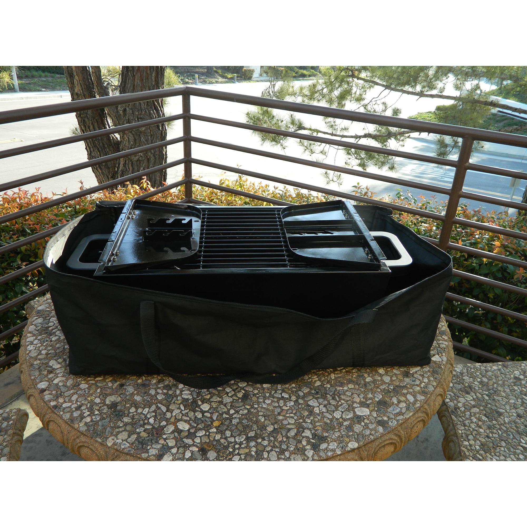 Portable Black Stainless Steel Charcoal Grill with Rotisserie