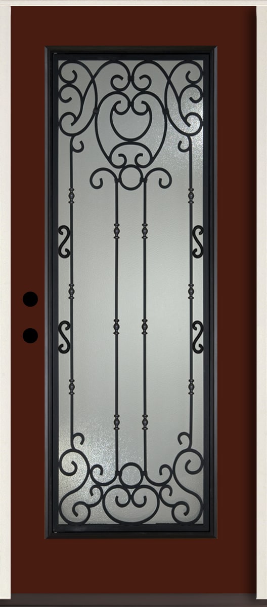 RELIABILT LO963945 Belle Meade 36-in x 80-in x 4-5/8-in Fiberglass Full lite Right-hand inswing Currant Paint Painted Prehung Front Door Insulating core