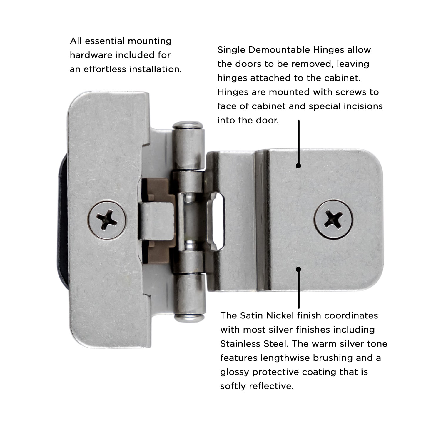 Hickory Hardware P5312-SN Cabinet-Hinges - View #3