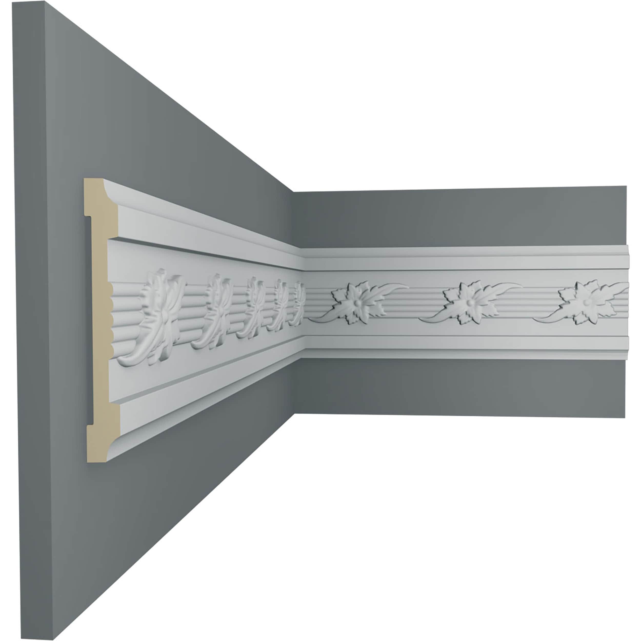 Winston 94.5" Gray Polyurethane Decorative Chair Rail Moulding