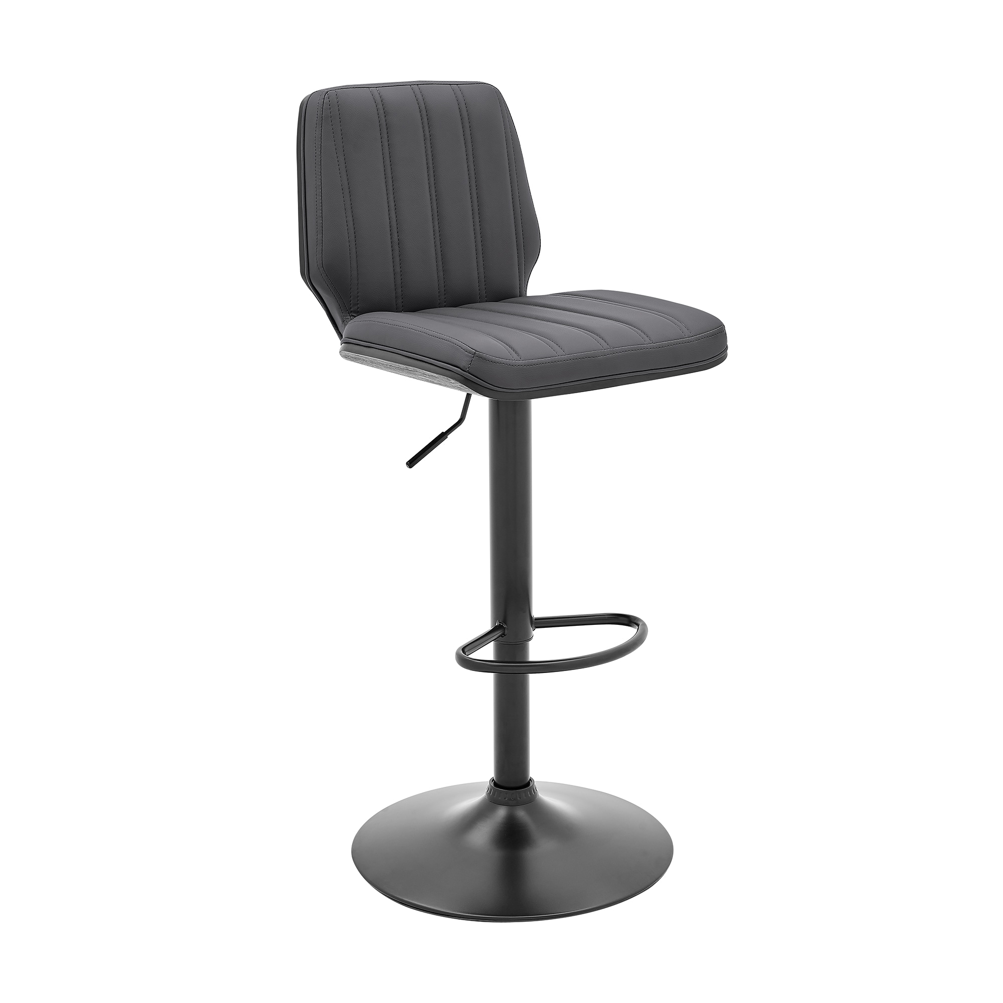 Armen Living LCSBBABLGR Black 24.0-Inches H Adjustable Height Counter height Round seat Upholstered Swivel Metal Bar Stool and Back