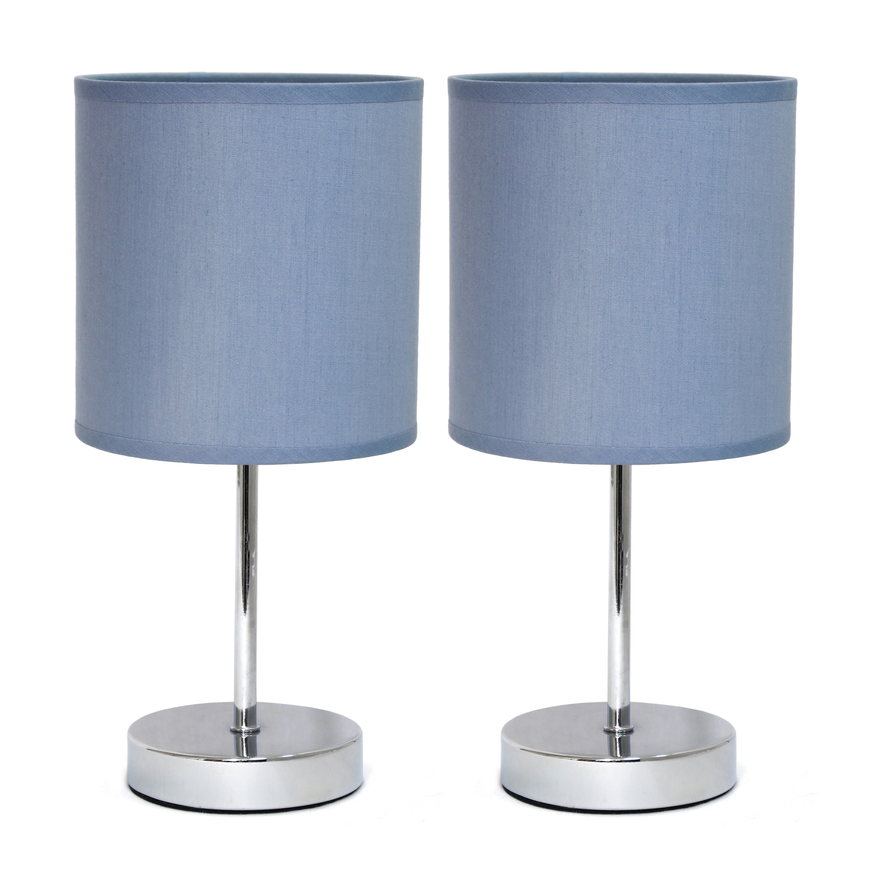 Simple Designs LT1195-PRP-2PK 11.81-inch 2-Pack Subtle Sparkle Basic Chrome Mini Table Lamp Set for Living Room Bedroom Office Purple Shades