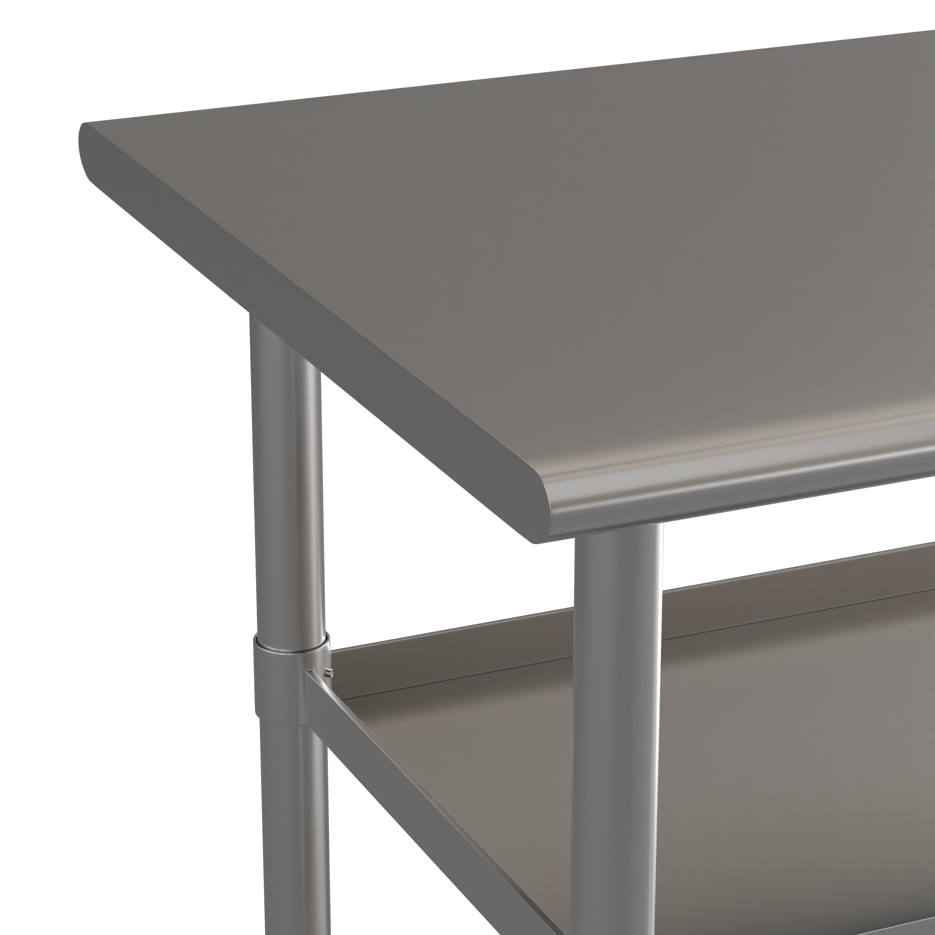Silver Stainless Steel Kitchen Work Table with Adjustable Shelves