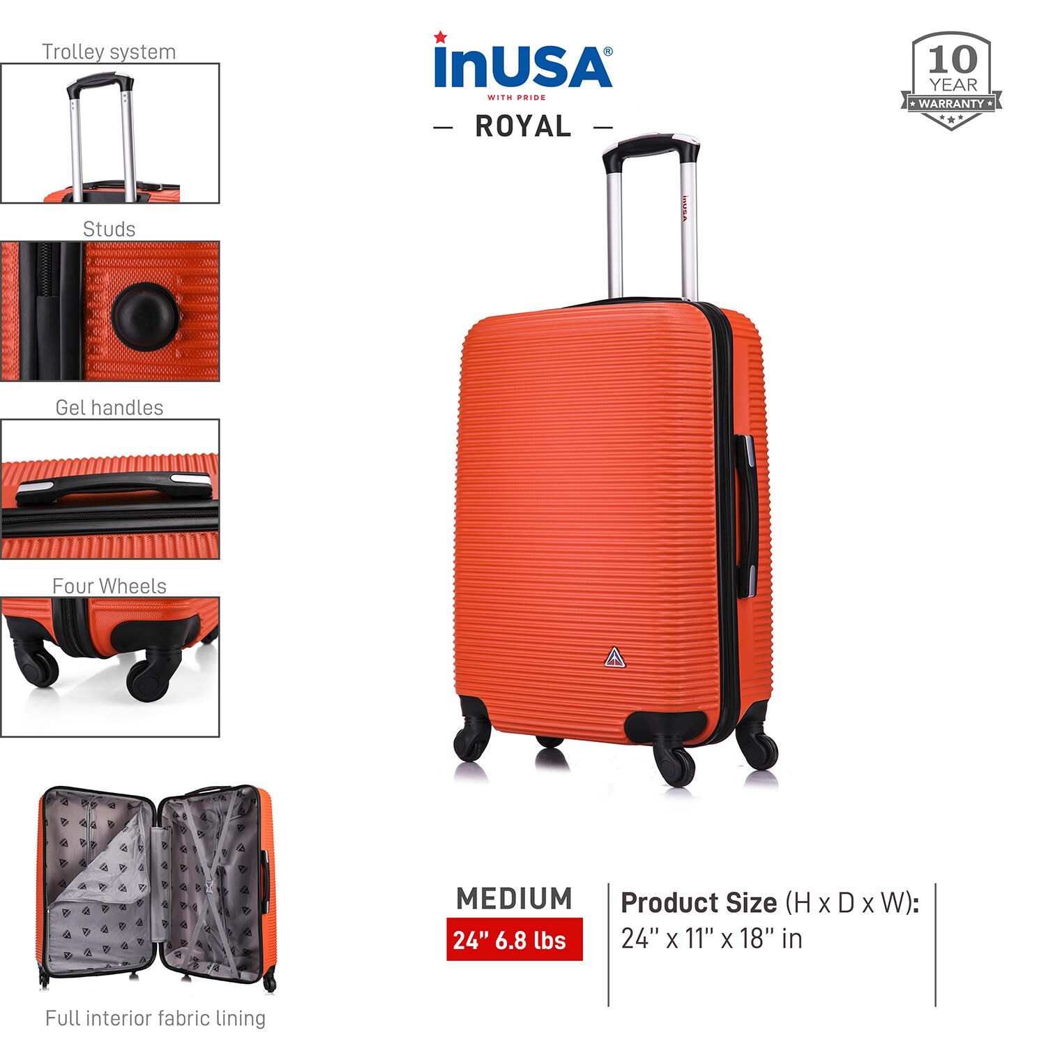 InUSA IUROY00M-ORG Luggage-And-Luggage-Sets - View #4
