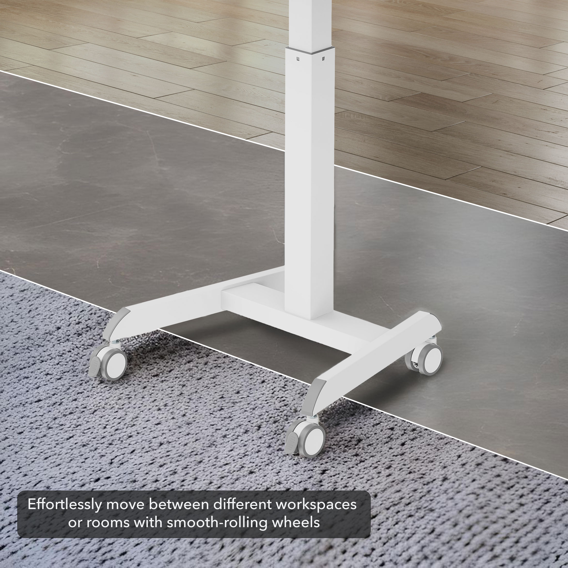 White Adjustable Height Mobile Laptop Cart with Cup Holder