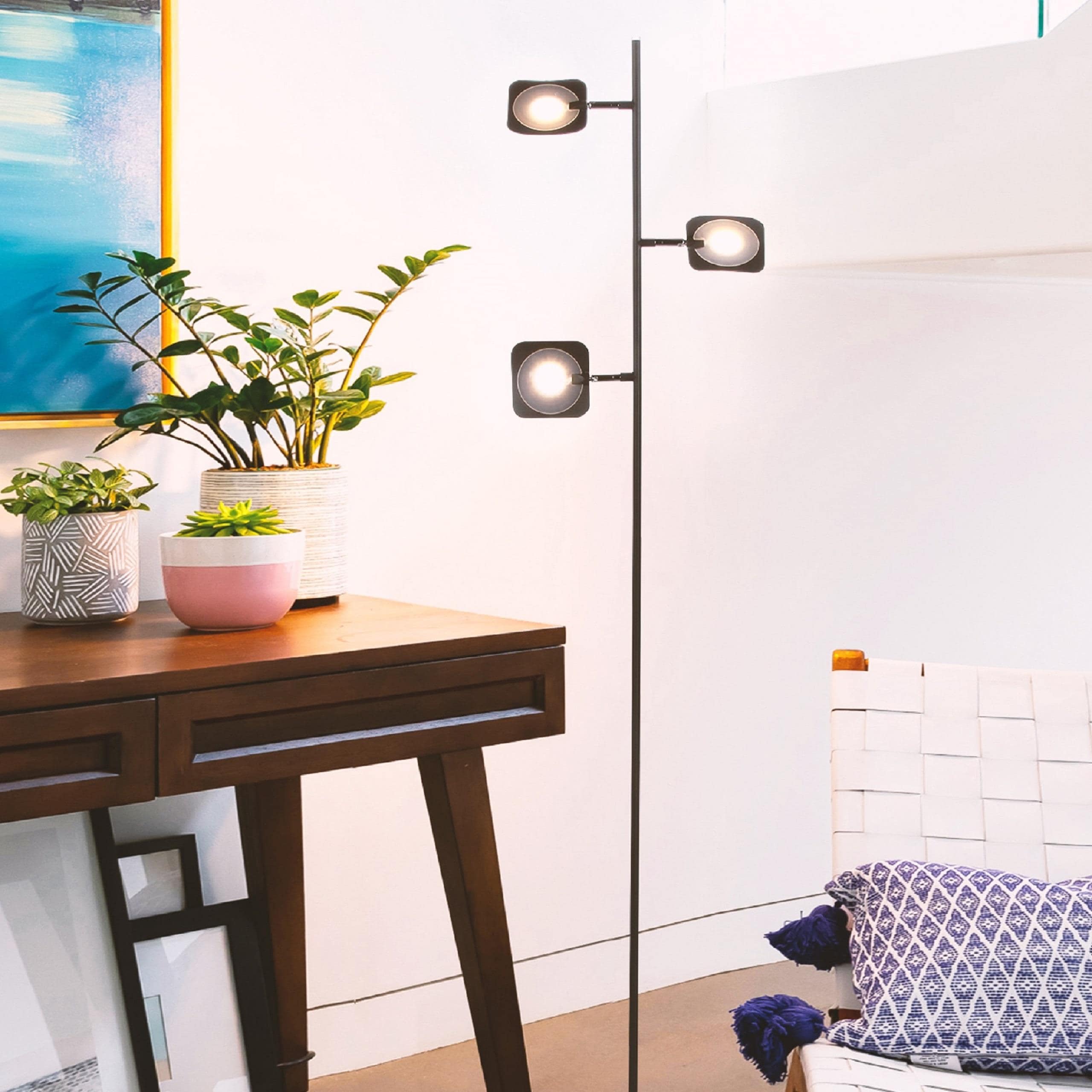 Bronze Touch-Sensitive 60" LED Floor Lamp with 3 Adjustable Heads