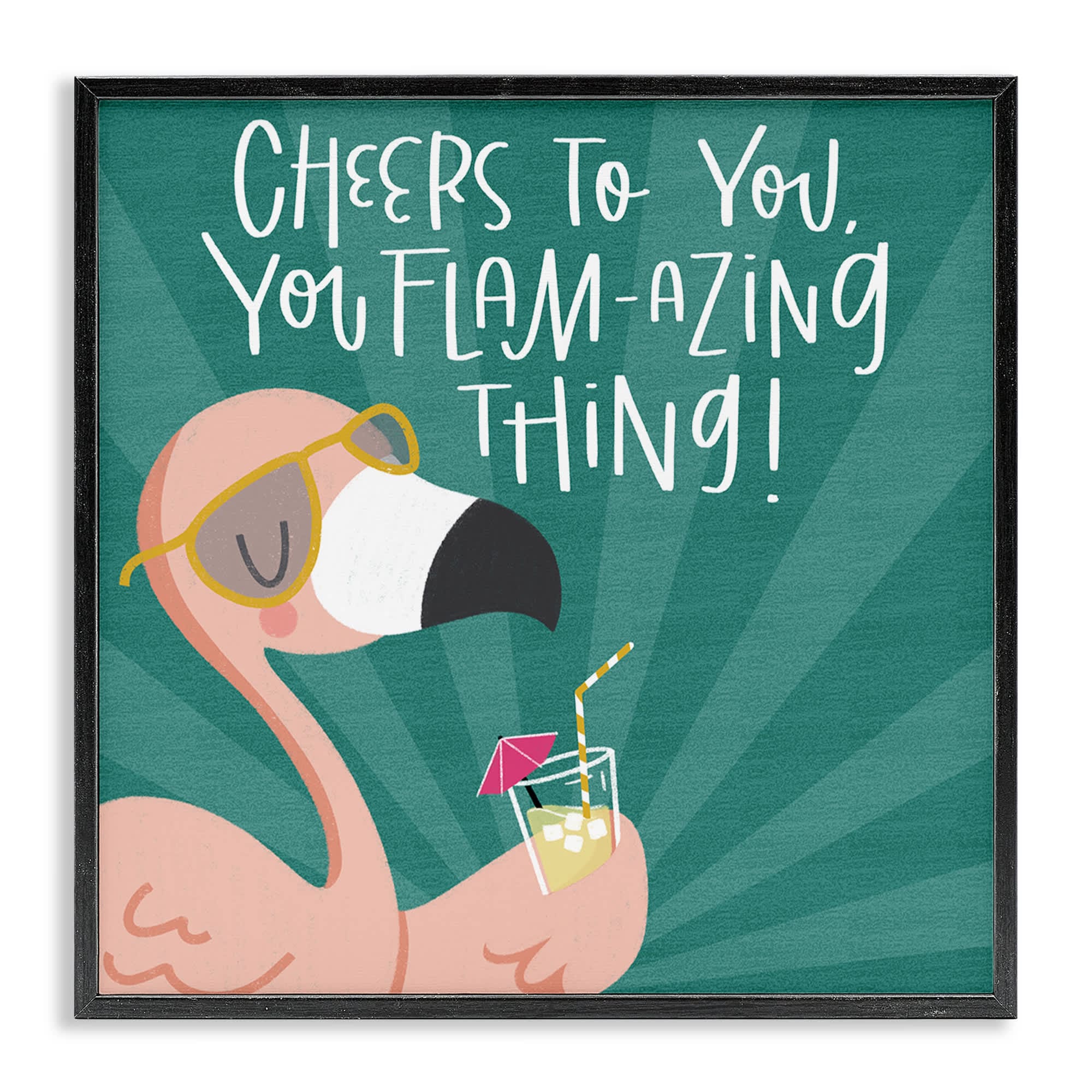 Stupell Industries BT-451-FR-24X24 Cheers To You Flamazing Black Framed Giclee Art By Sarah Hickman 24 x 24
