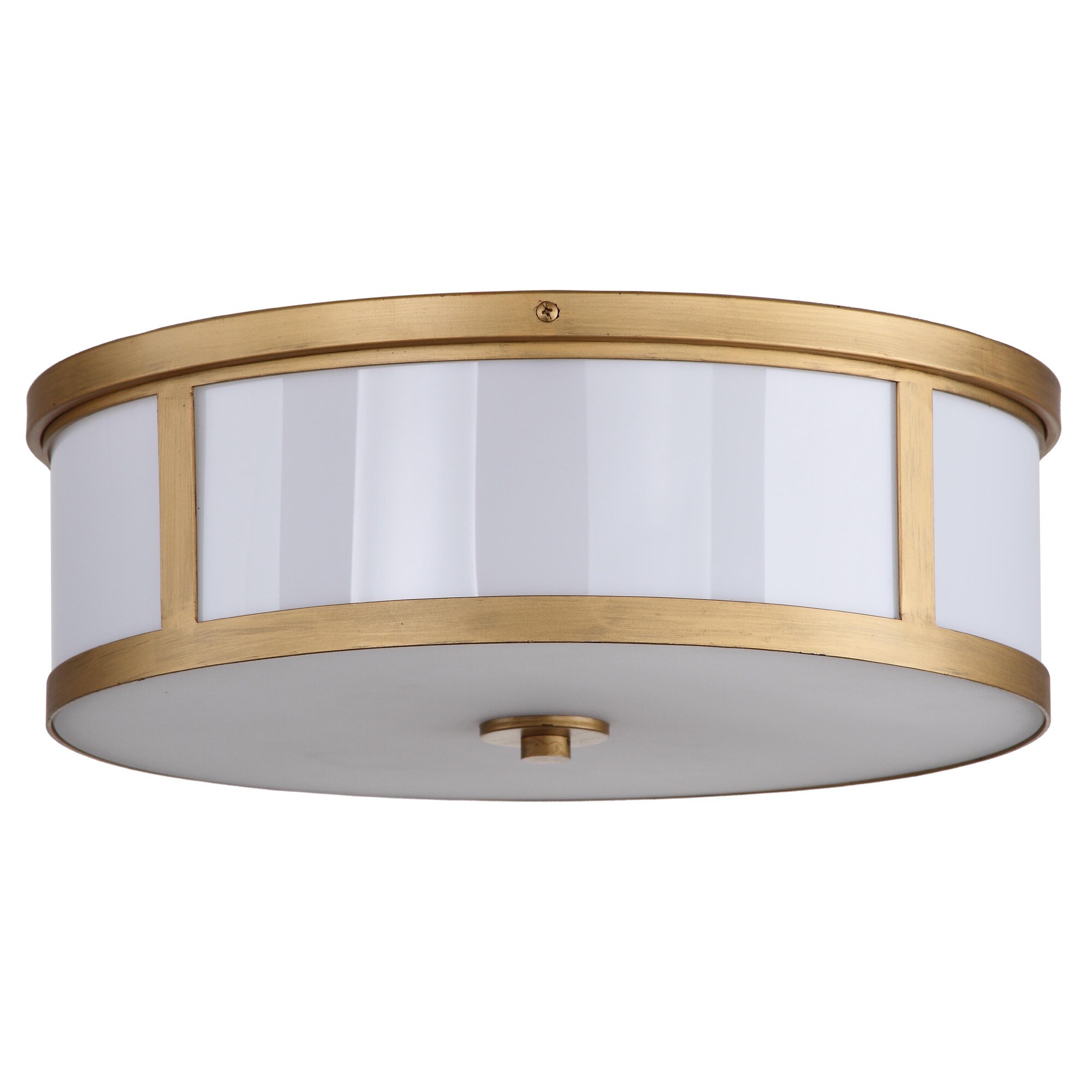 Avery Antique Gold 17" Contemporary Drum Flush Mount LED Ceiling Light
