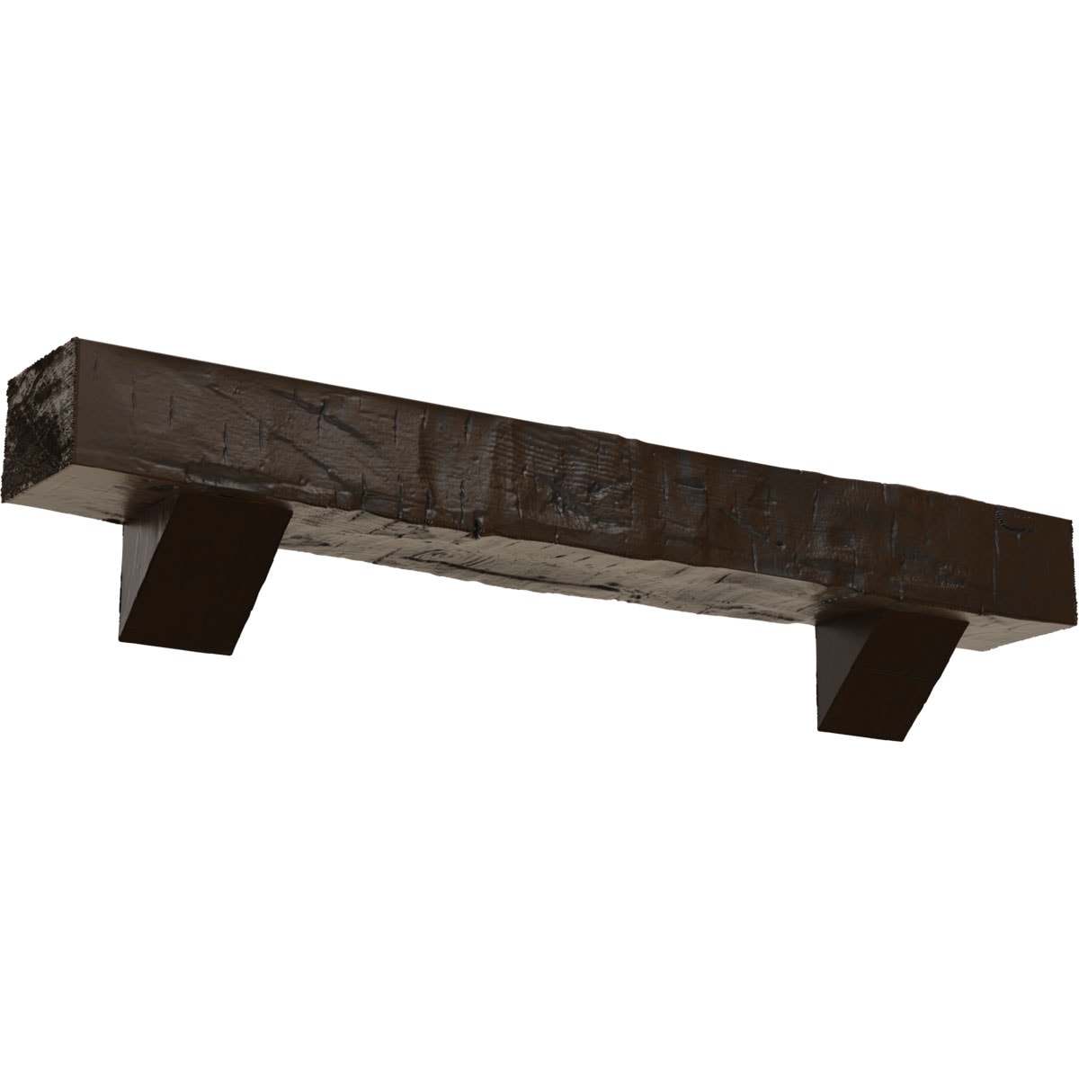 Ekena Millwork MANUHH08X12X72BKBM 72-in W x 8-in H x 12-in D Mahogany (Burnished) Hollow Urethane Rustic Fireplace Mantel